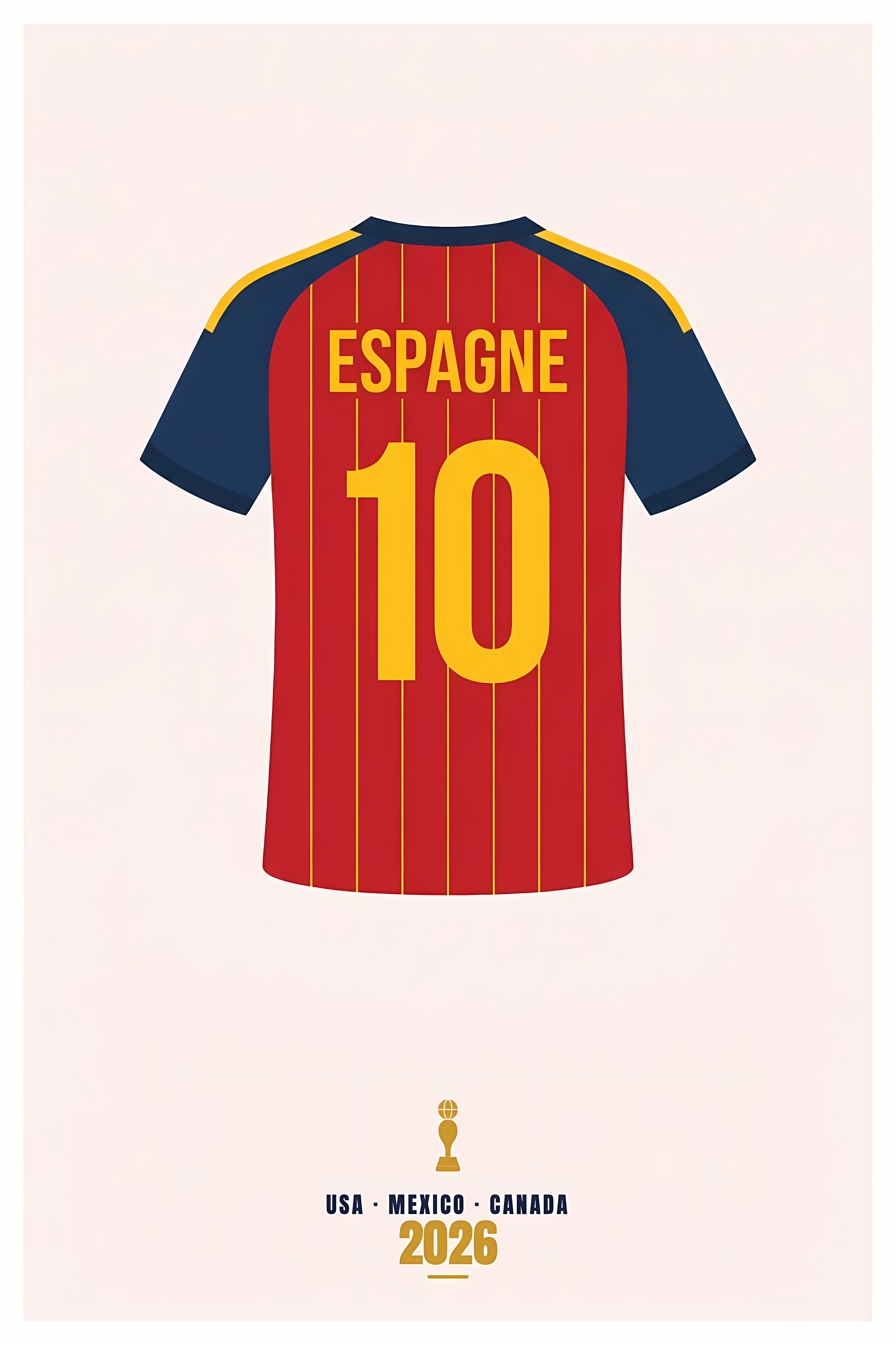 Poster d'Espagne, maillot de foot rouge et jaune | Afich