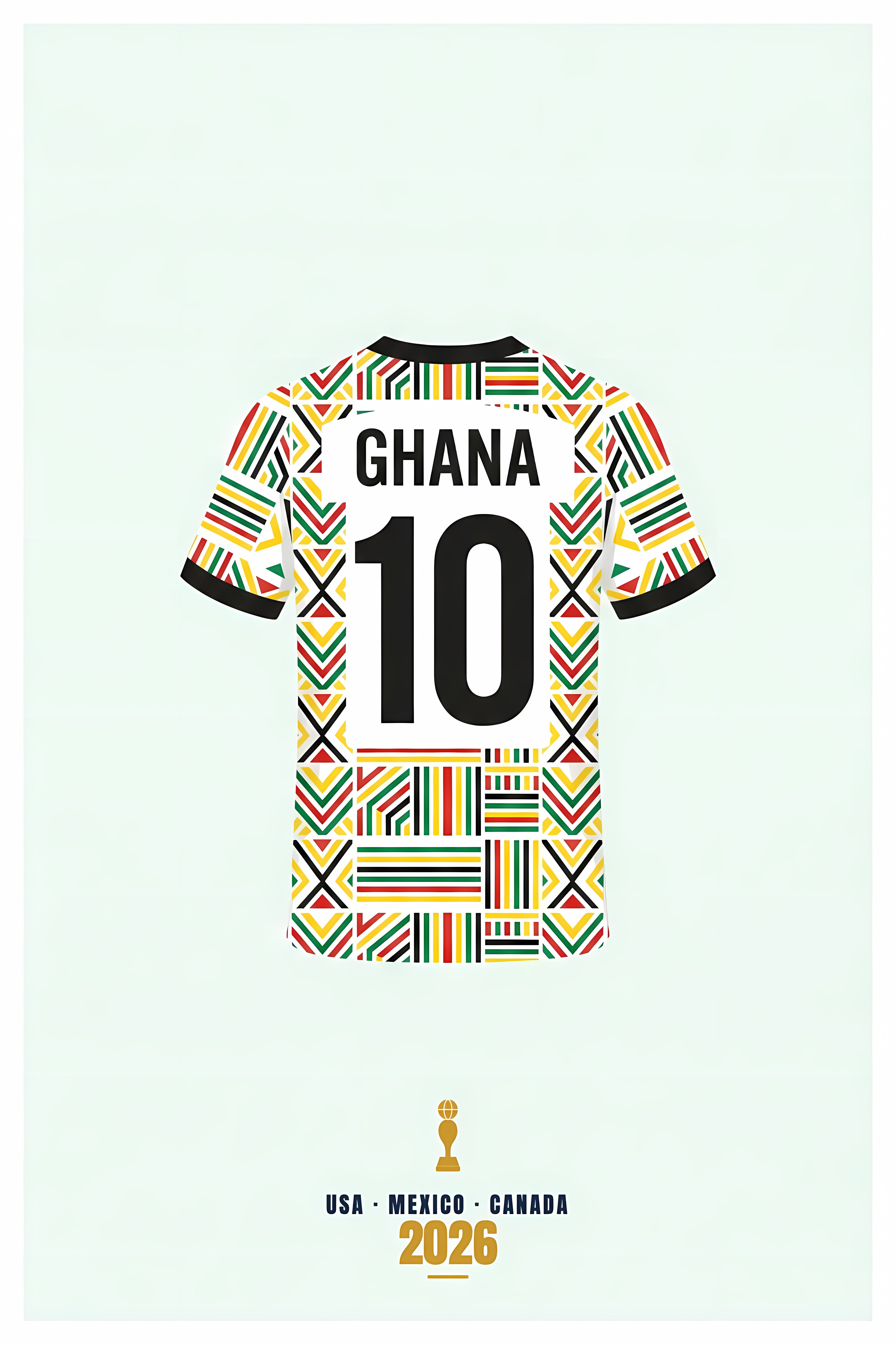 Affiche du Ghana, maillot aux motifs colorés | Afich