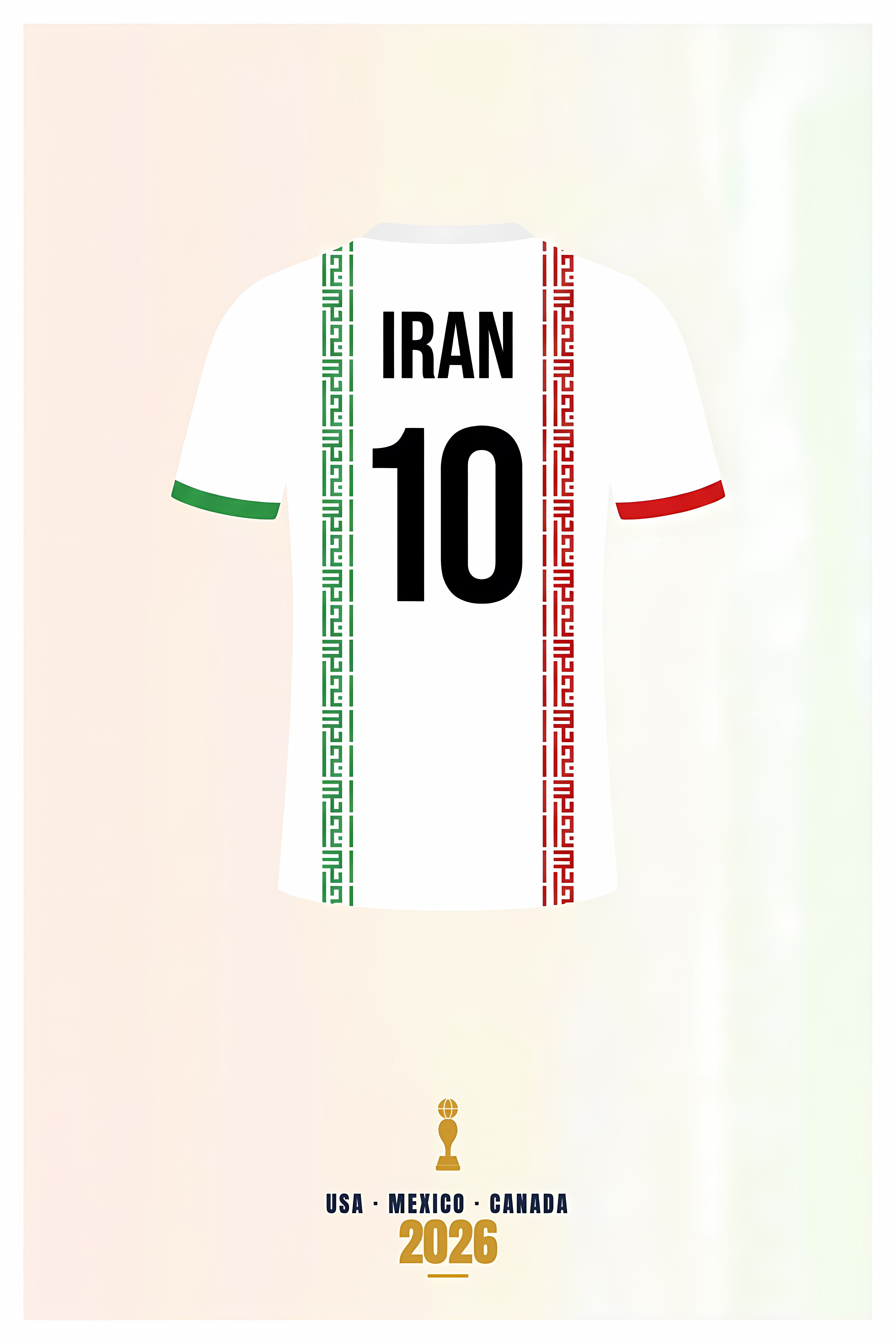 Affiche d'Iran, maillot blanc 2026 | Afich