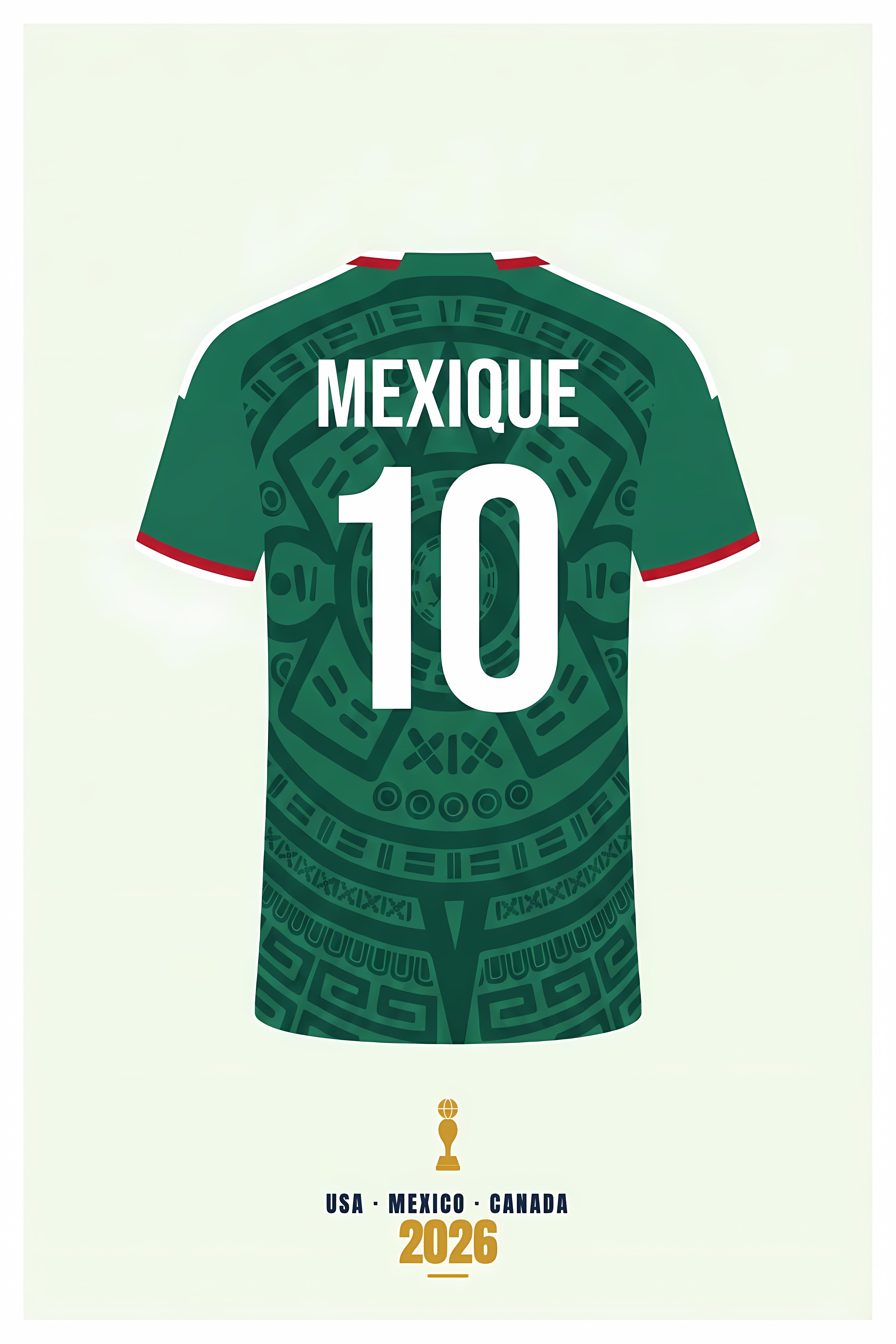 Affiche du Mexique, maillot vert de football | Afich
