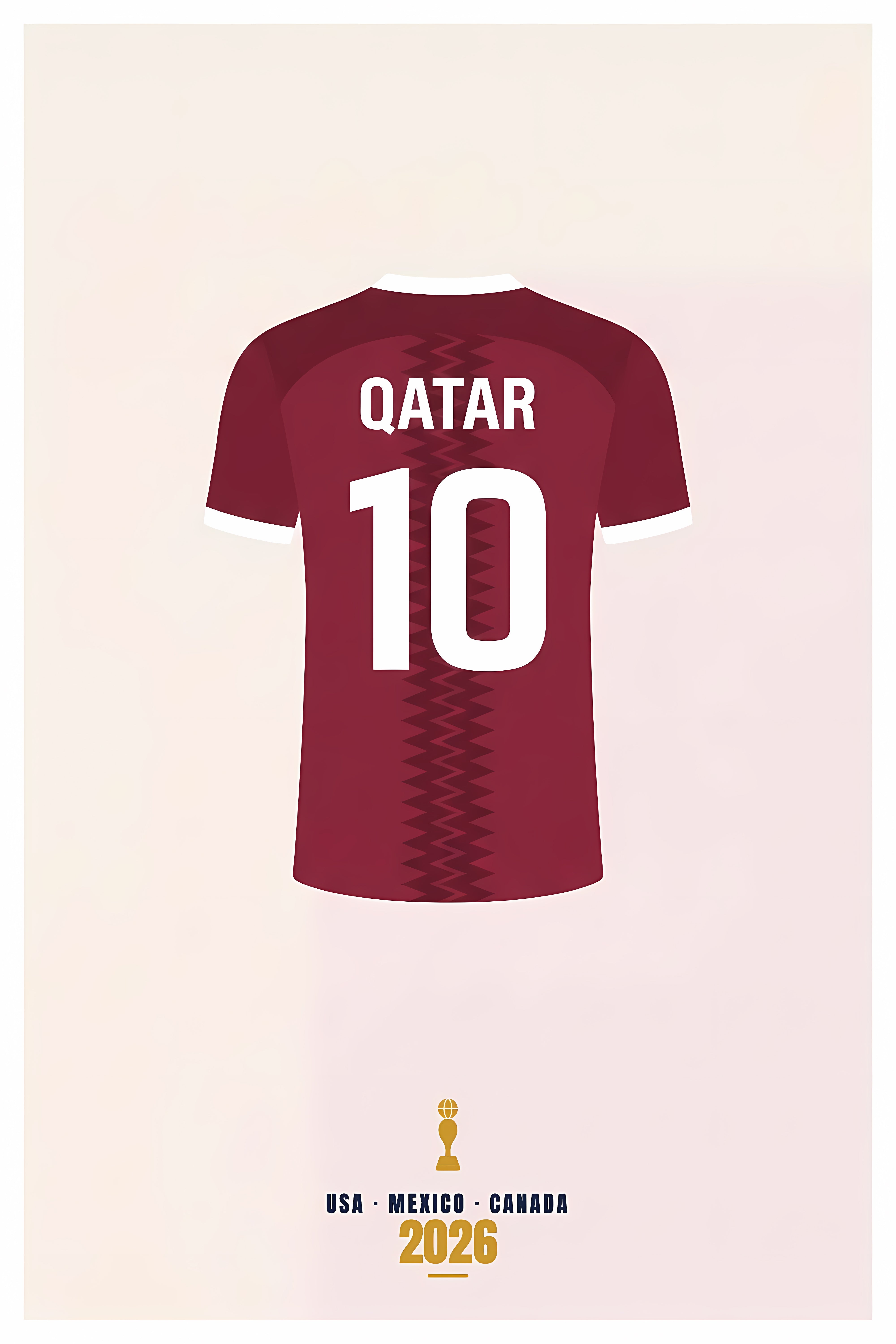 Affiche du Qatar, maillot de football bordeaux | Afich