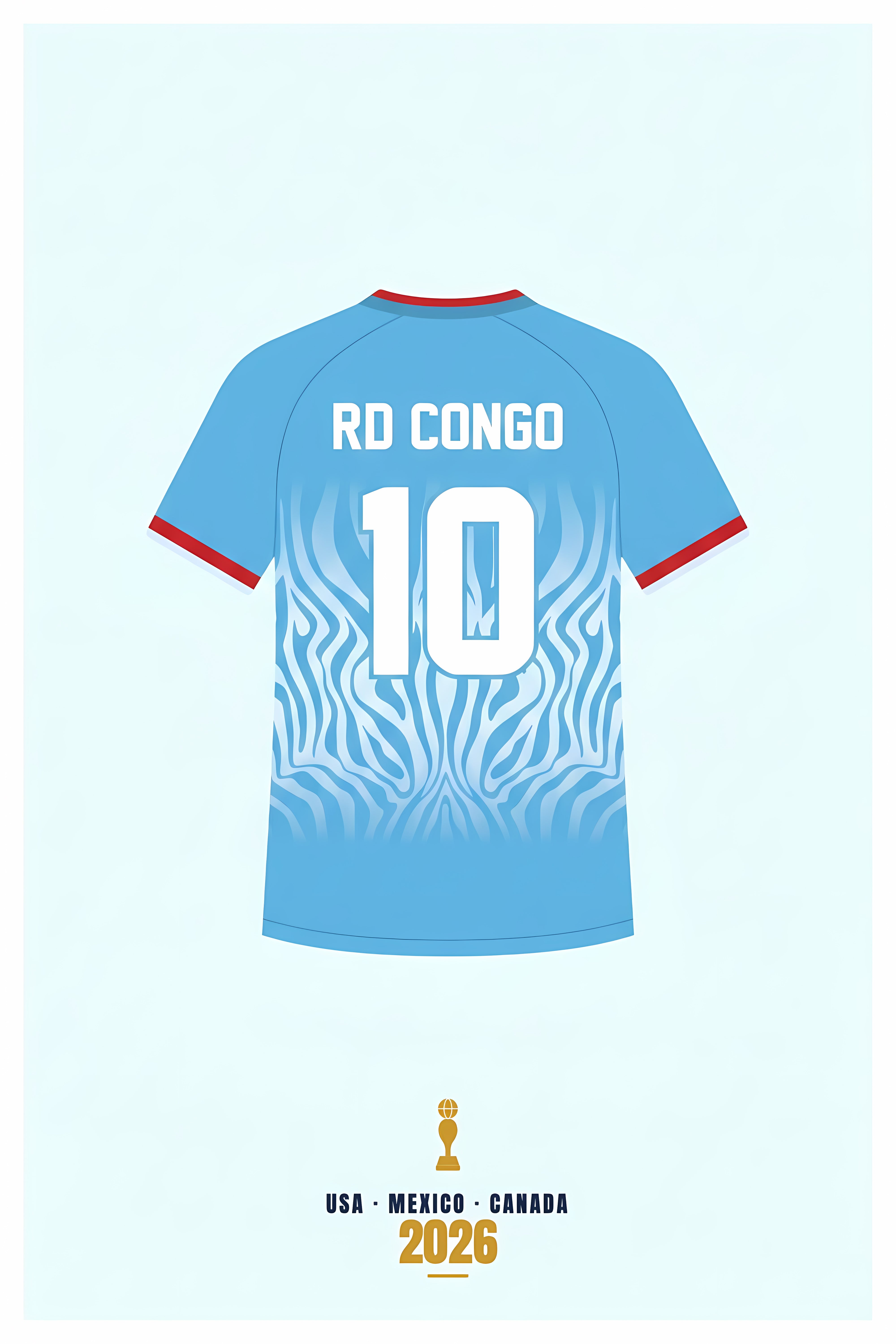 Affiche RD Congo, maillot bleu et blanc | Afich