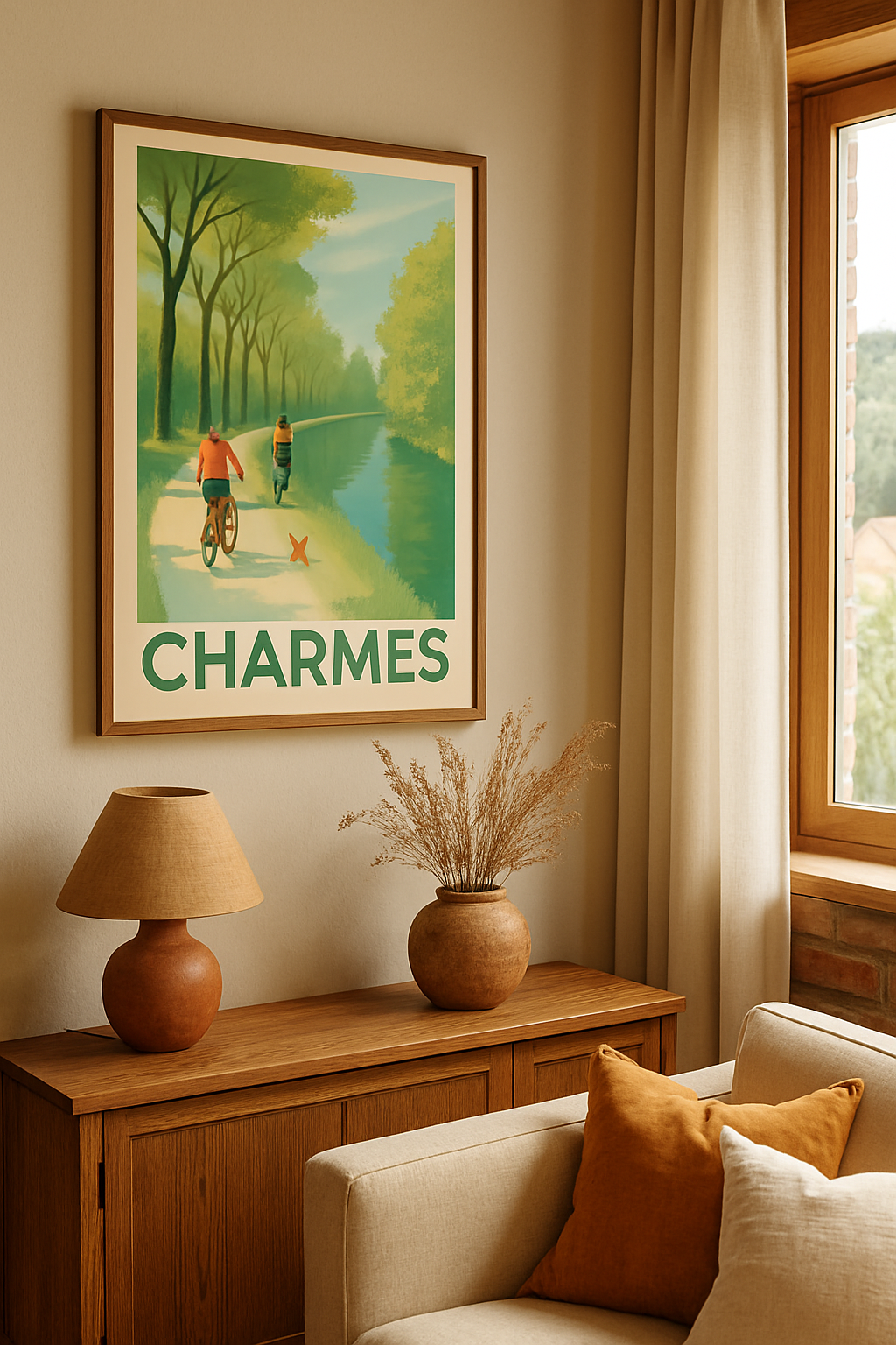 Vosges France Affiche de Charmes - Balade paisible au bord de l'eau