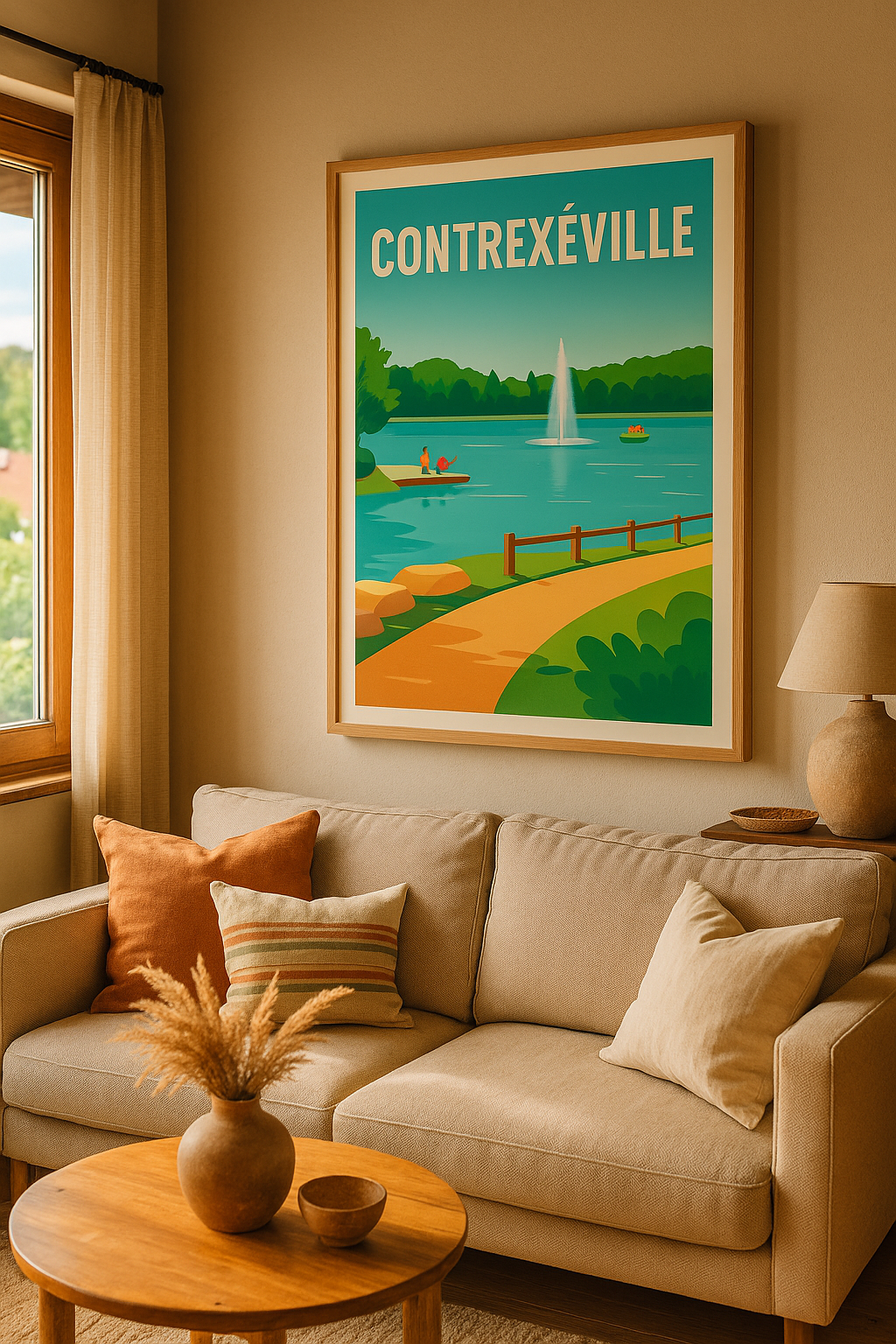 Vosges France Affiche de Contrexéville - Invitation à la quiétude au bord de l'eau