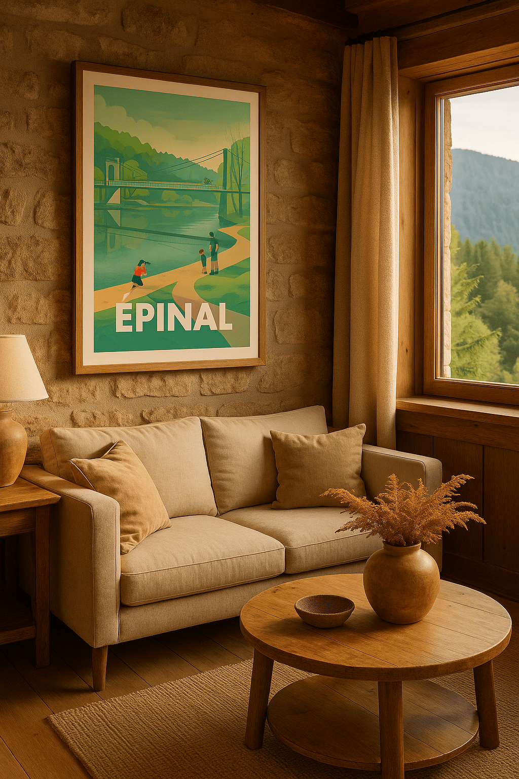 Vosges France Affiche de Épinal - Balade paisible au bord de l'eau
