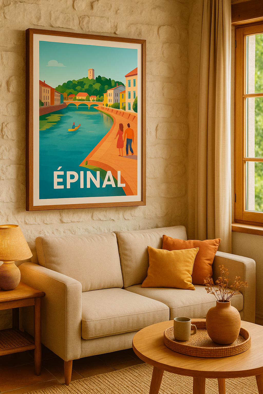 Affiche Épinal — Balade romantique au fil de l'eau · poster d'art de Épinal