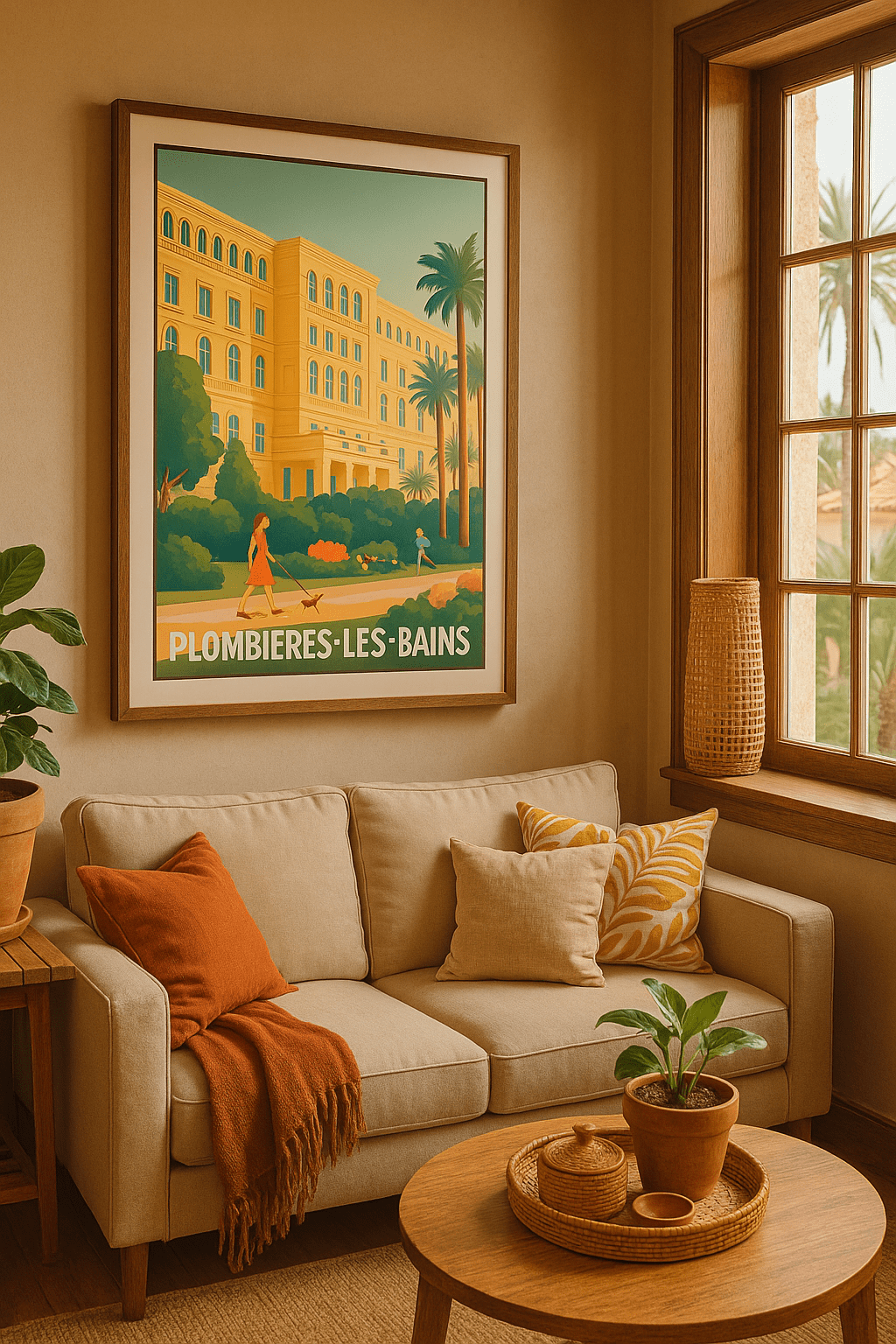 Vosges France Affiche de Plombières-les-Bains - Élégance et détente au cœur des thermes