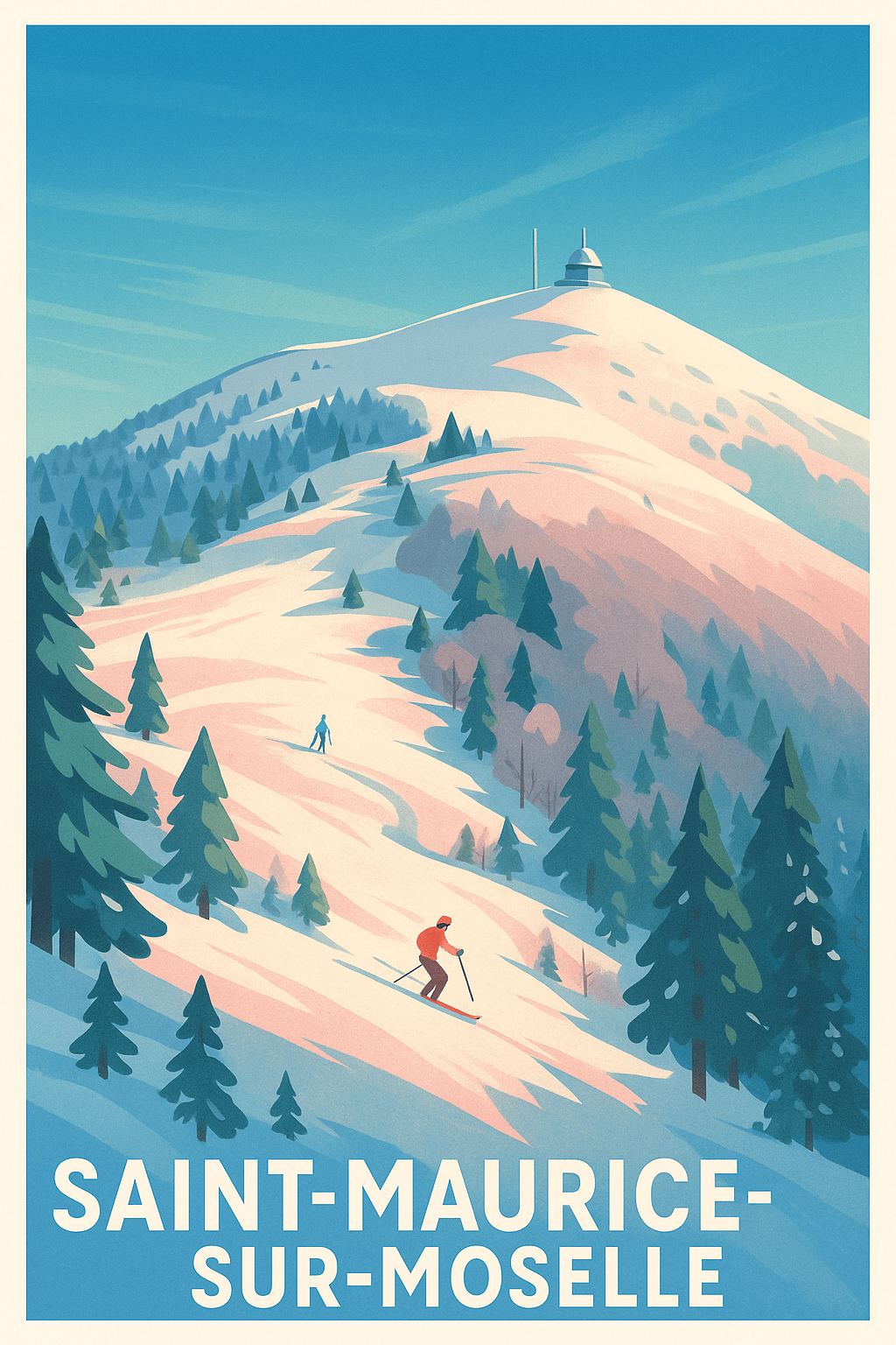 Vosges France Affiche de Saint-Maurice-sur-Moselle - Évasion hivernale en montagne