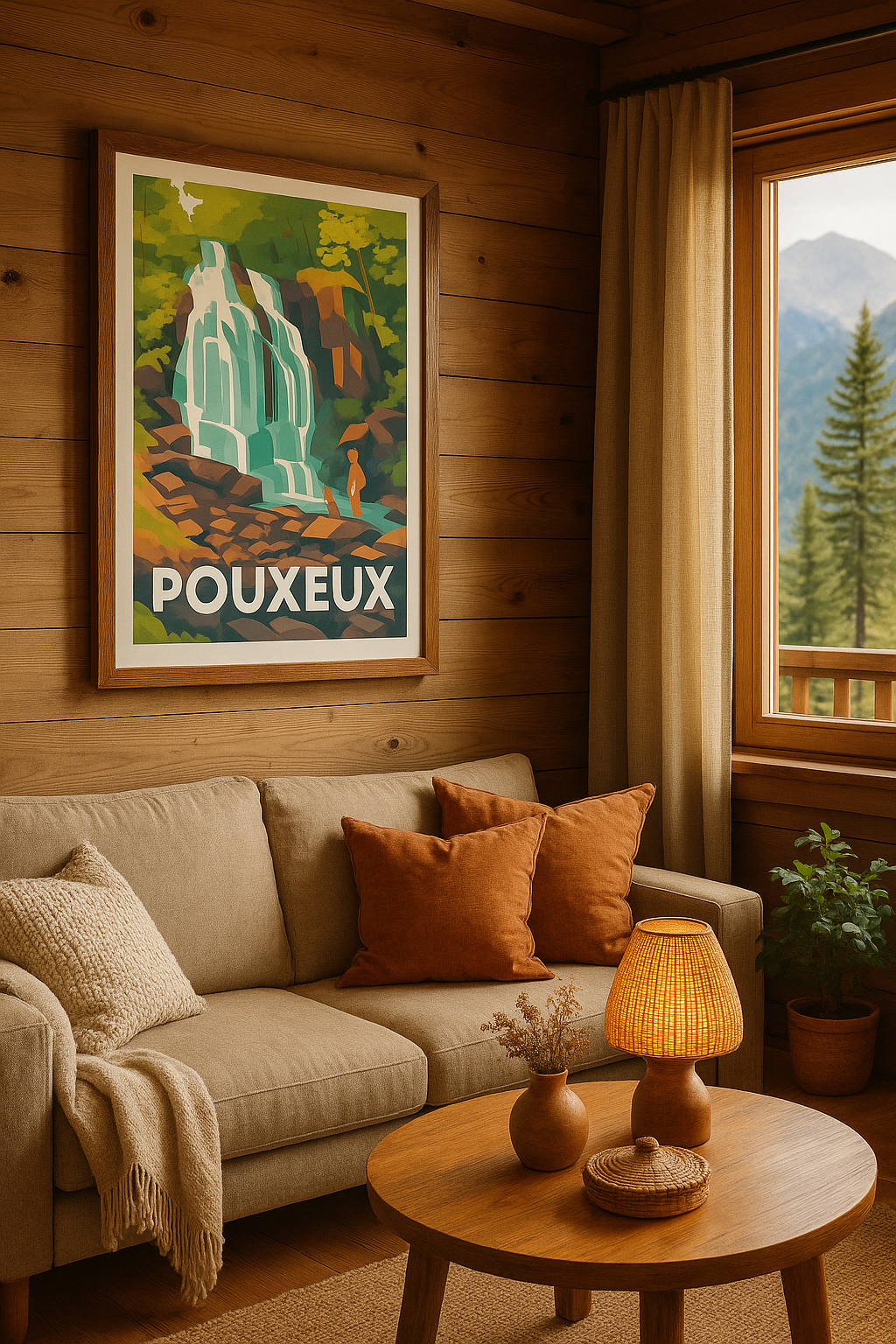 Affiche Pouxueux — La cascade naturelle en pleine nature · poster d'art de Pouxueux