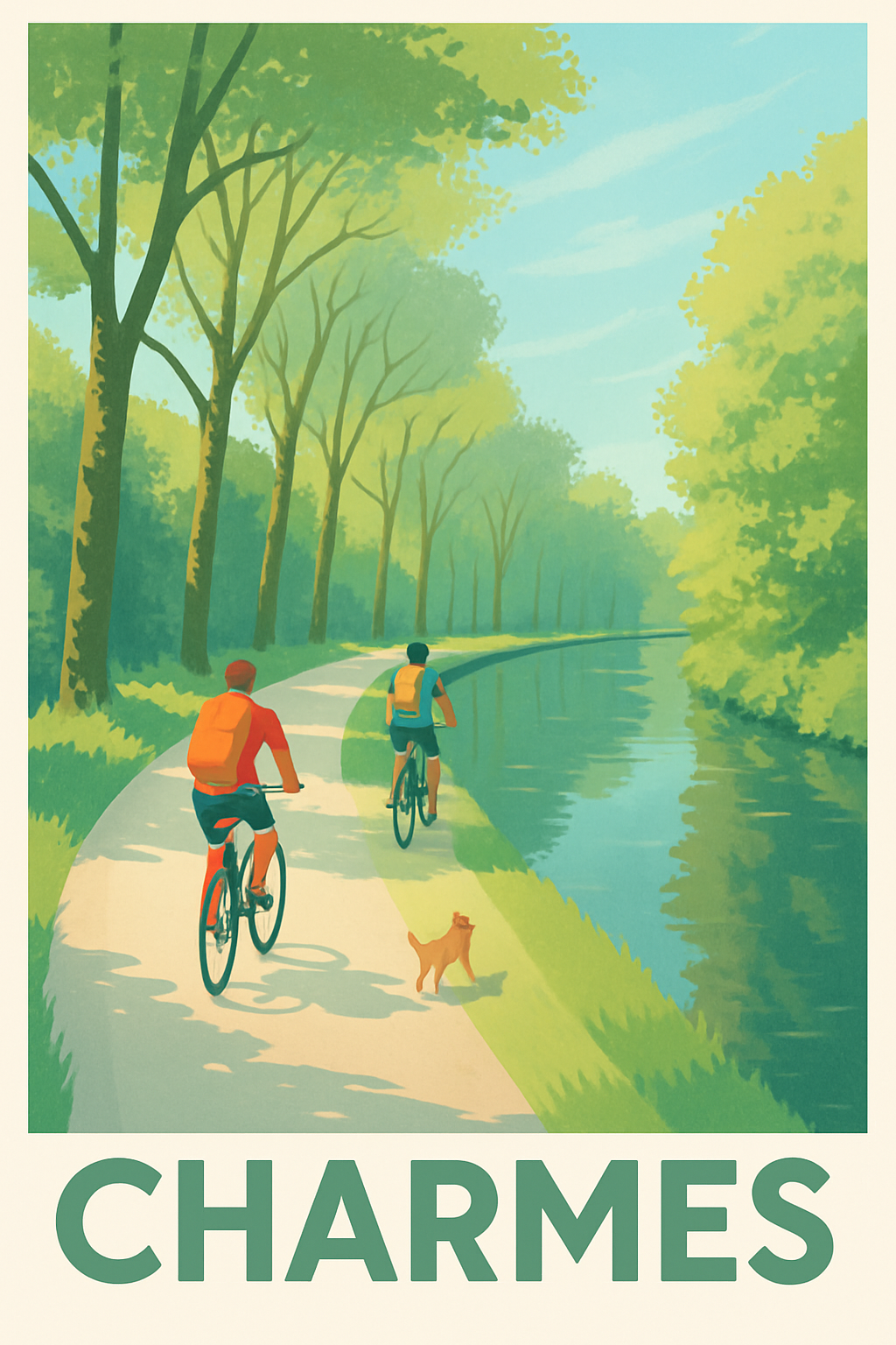 Vosges France Pas de Cadre / 20 × 30cm Affiche de Charmes - Balade paisible au bord de l'eau