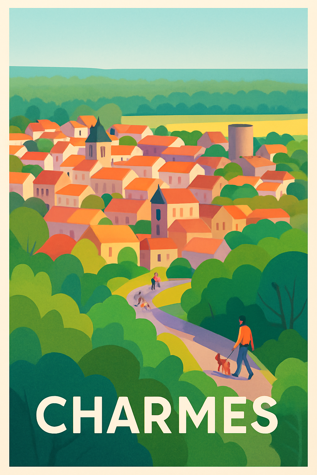 Vosges France Pas de Cadre / 20 × 30cm Affiche de Charmes - Un village paisible au cœur de la nature