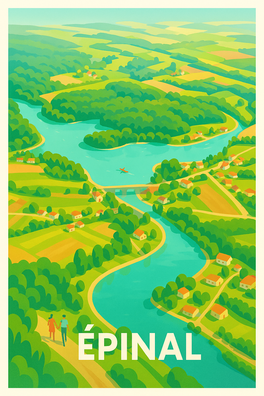 Vosges France Pas de Cadre / 20 × 30cm Affiche de Épinal - Évasion bucolique au cœur des Vosges