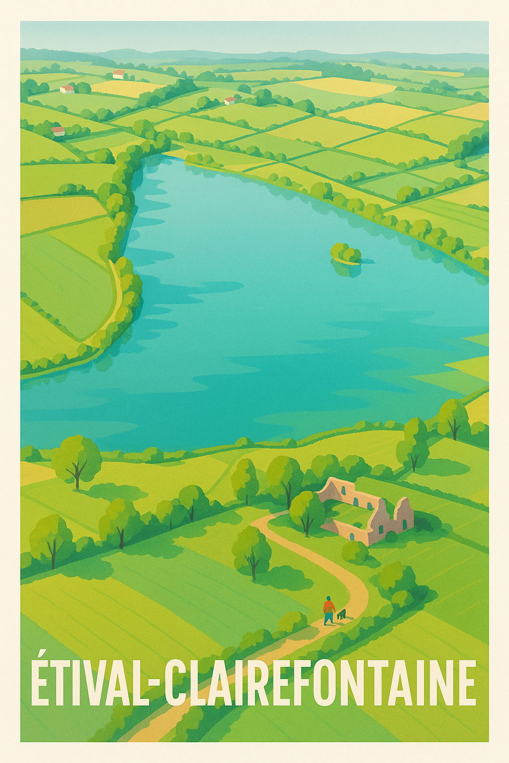 Vosges France Pas de Cadre / 20 × 30cm Affiche de Étival-Clairefontaine - Havre de verdure et sérénité