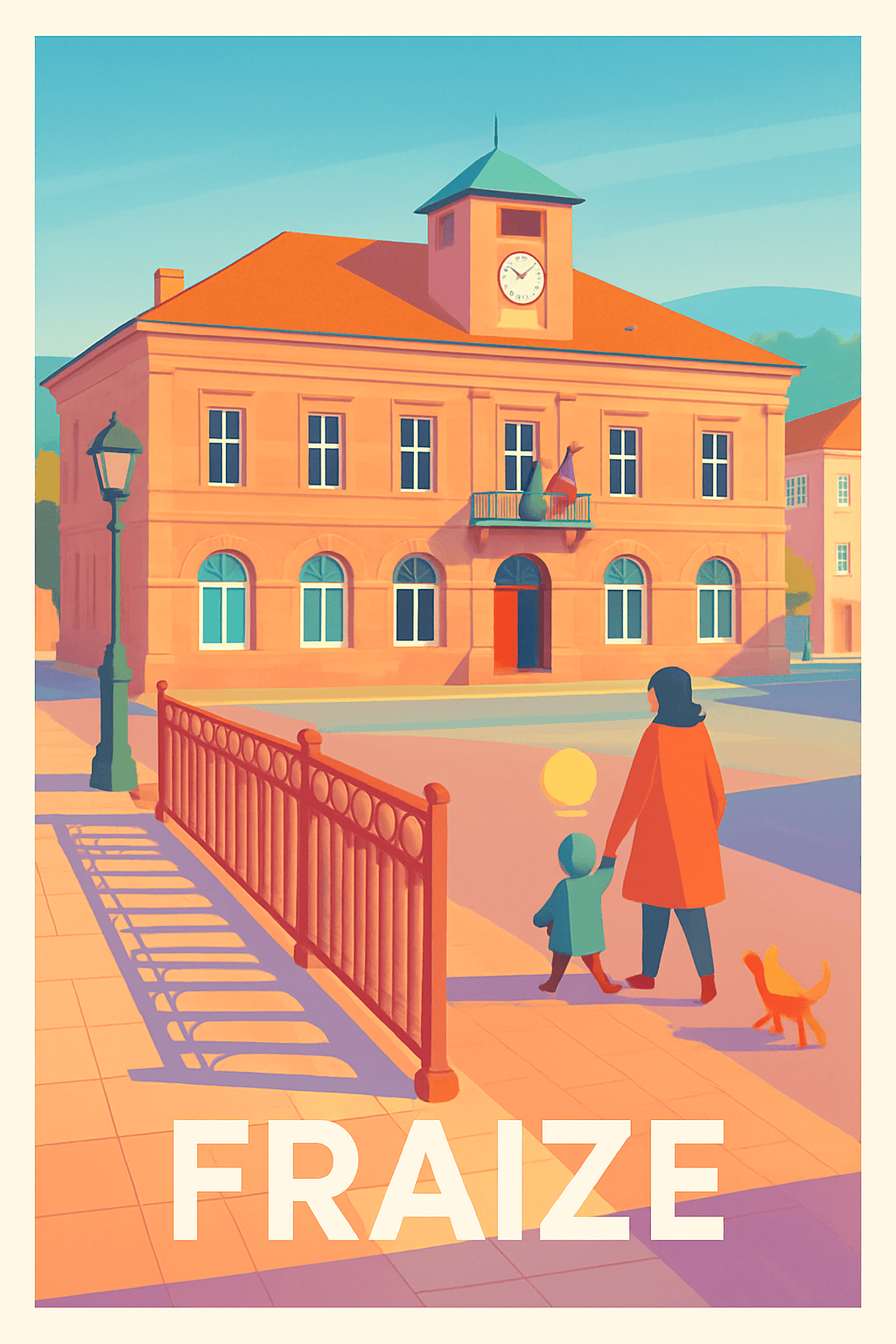 Vosges France Pas de Cadre / 20 × 30cm Affiche de Fraize - Douceur et charme d'une ville paisible