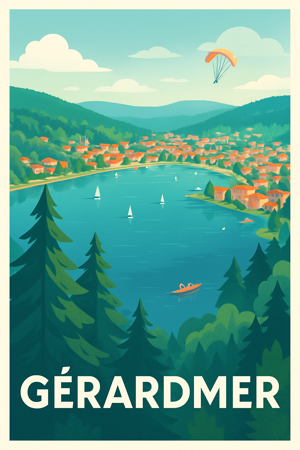 Vosges France Pas de Cadre / 20 × 30cm Affiche de Gérardmer - L'évasion au cœur des Vosges