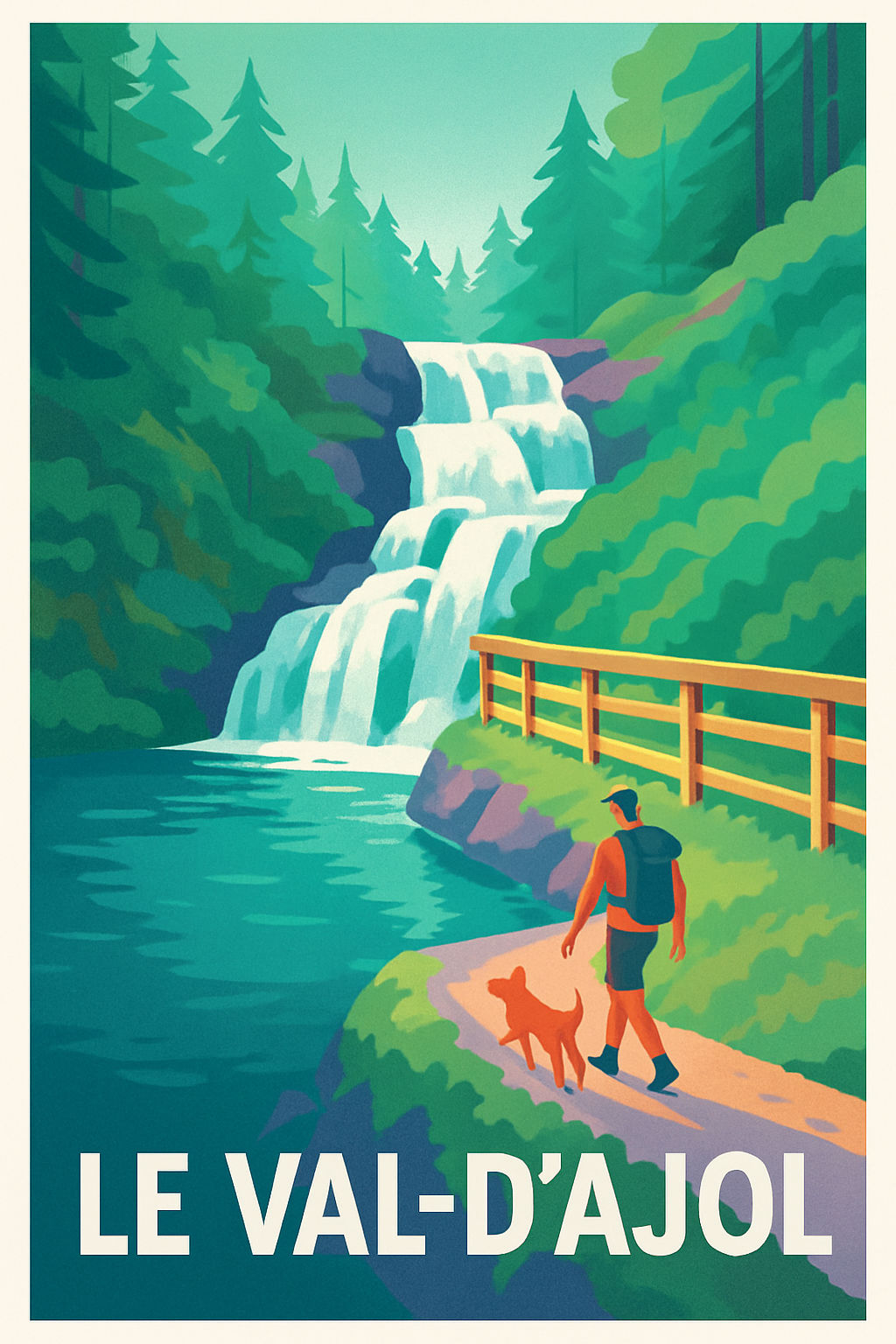 Vosges France Pas de Cadre / 20 × 30cm Affiche de Le Val-d'Ajol - Évasion nature et cascades apaisantes