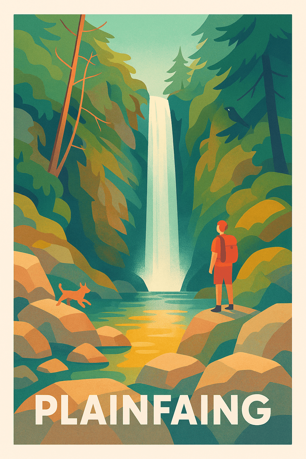 Vosges France Pas de Cadre / 20 × 30cm Affiche de Plainfaing - Évasion Nature au Cœur des Cascades