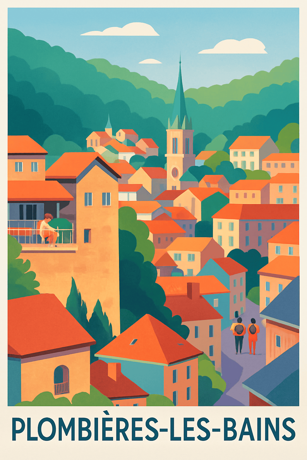 Affiche Plombières-les-Bains — Charme et sérénité au cœur de la nature · poster d'art de Plombières-les-Bains