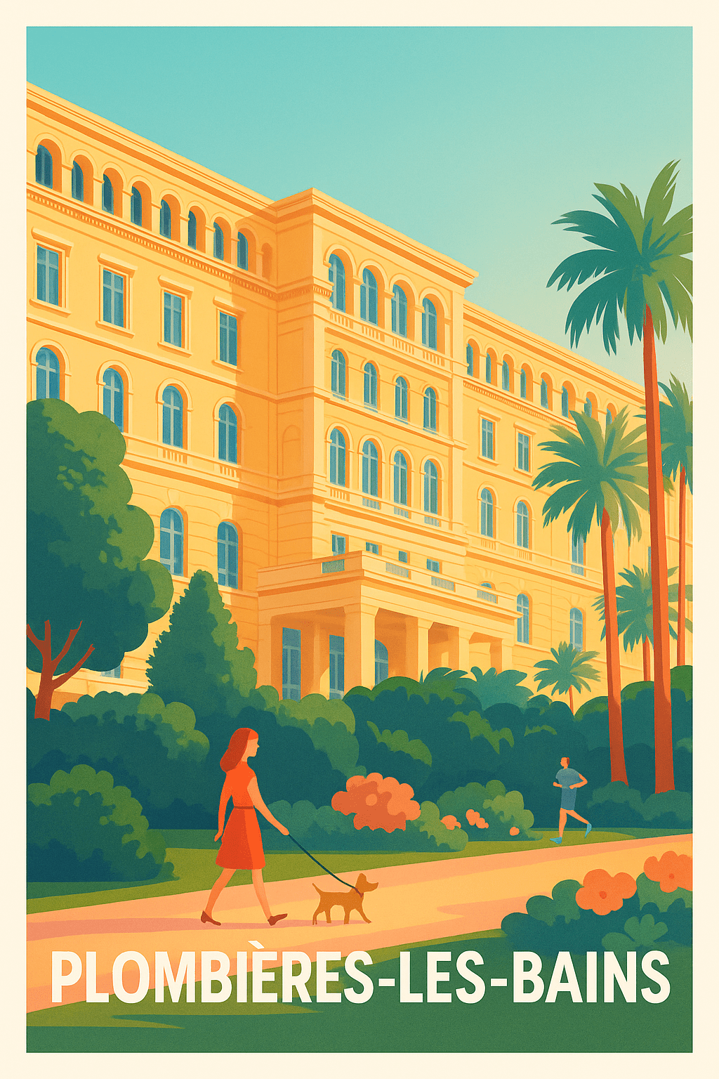 Vosges France Pas de Cadre / 20 × 30cm Affiche de Plombières-les-Bains - Élégance et détente au cœur des thermes