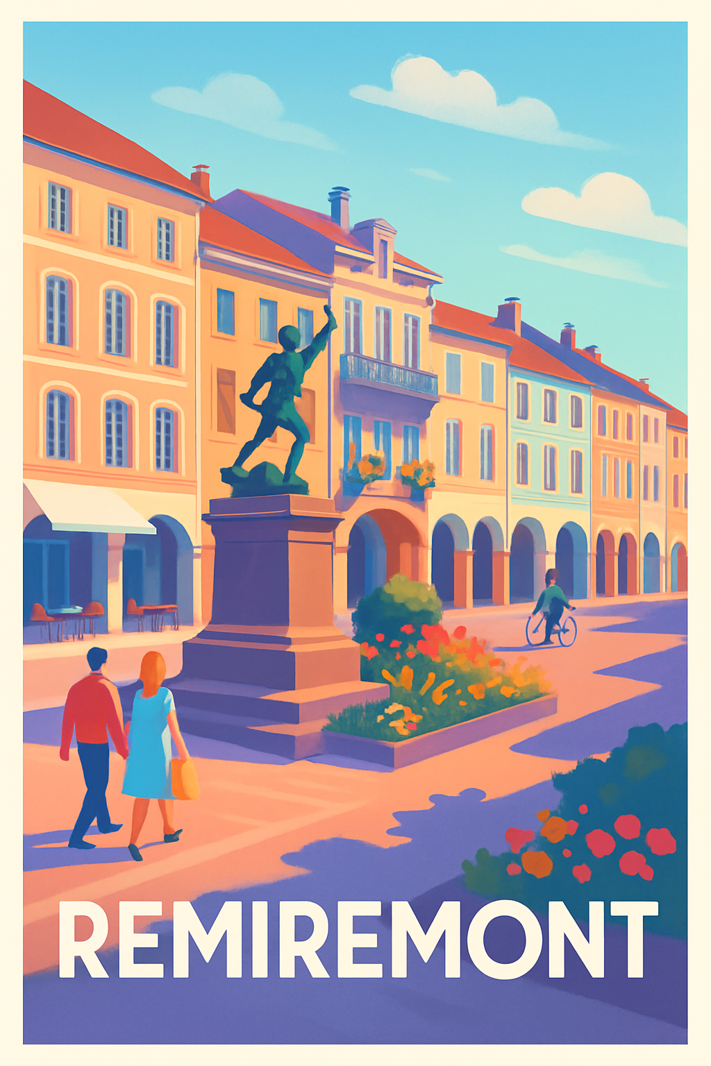 Vosges France Pas de Cadre / 20 × 30cm Affiche de Remiremont - Charme et douceur en pleine ville