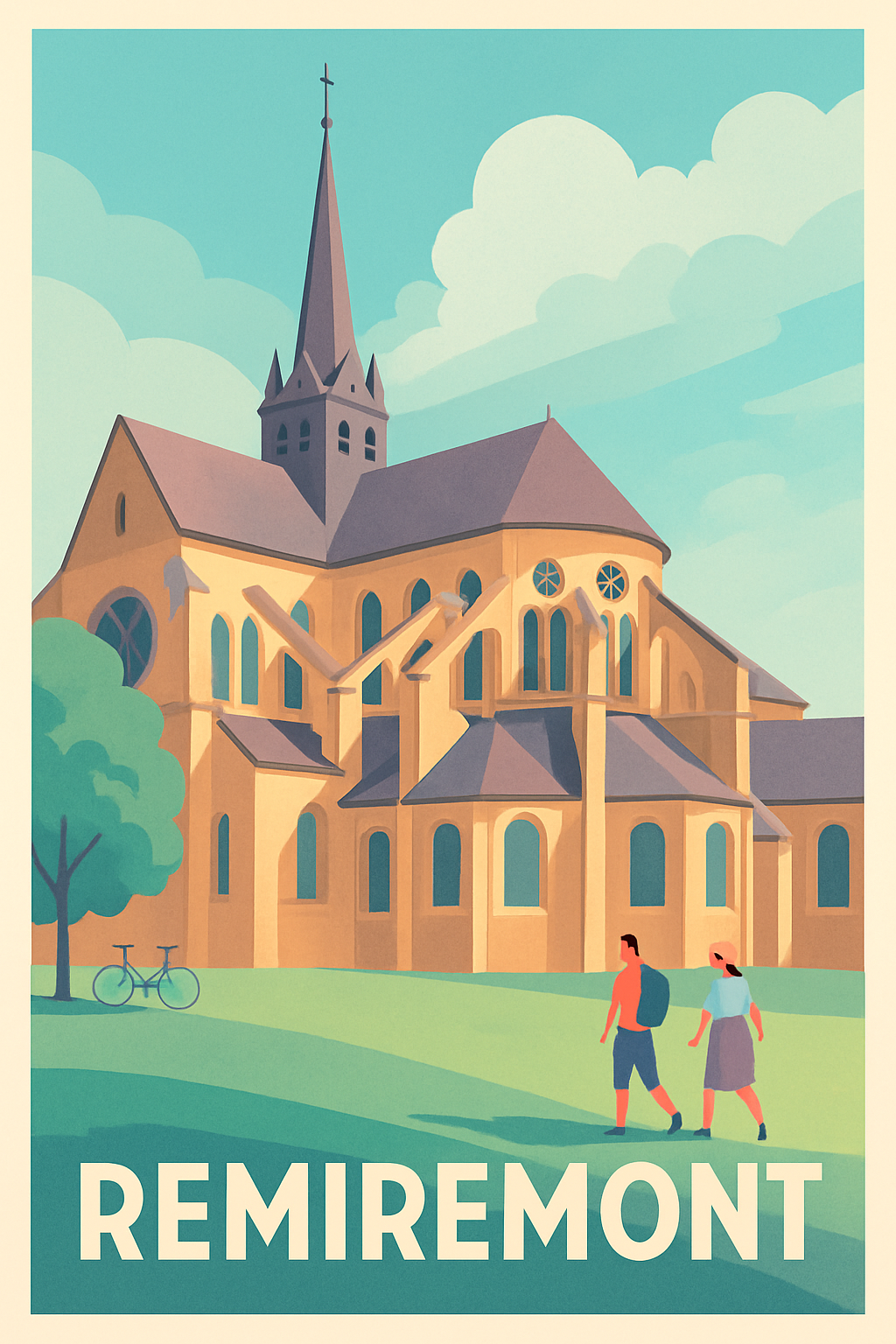 Vosges France Pas de Cadre / 20 × 30cm Affiche de Remiremont - Découverte architecturale et sérénité