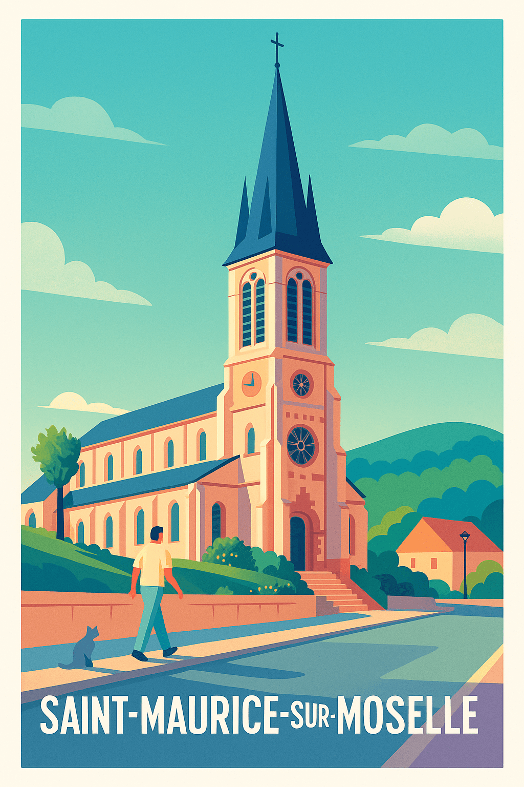 Vosges France Pas de Cadre / 20 × 30cm Affiche de Saint-Maurice-sur-Moselle - Charme et sérénité d'un village authentique