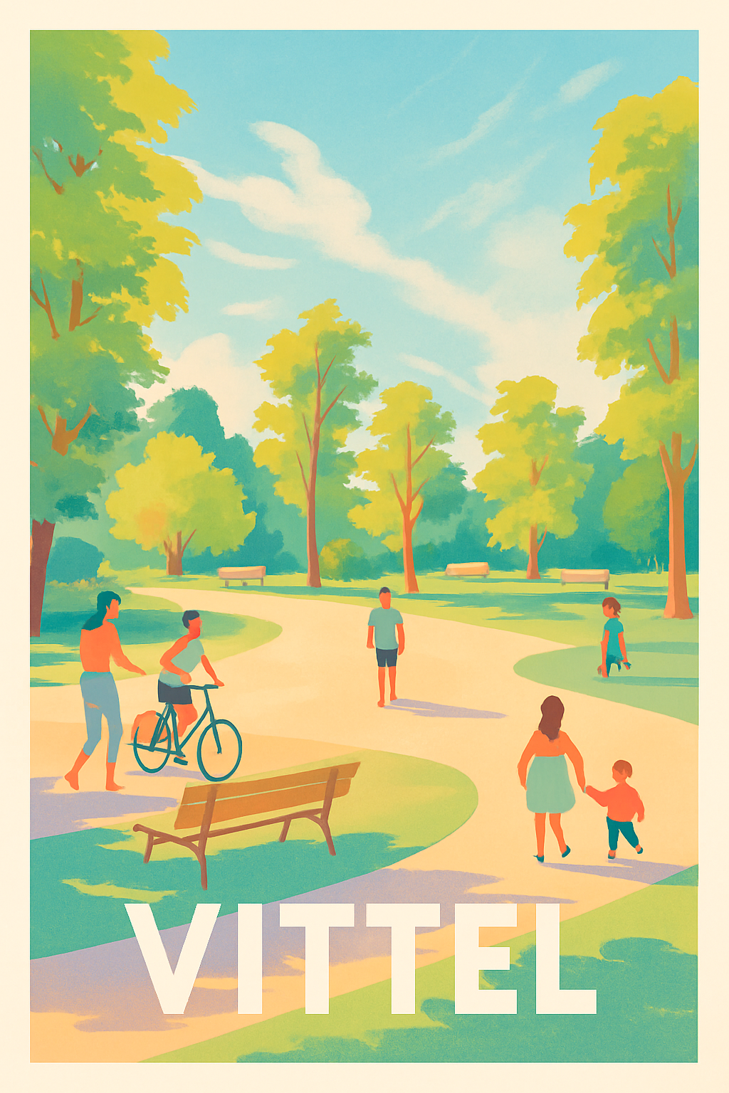 Vosges France Pas de Cadre / 20 × 30cm Affiche de Vittel - Douceur et nature en plein air