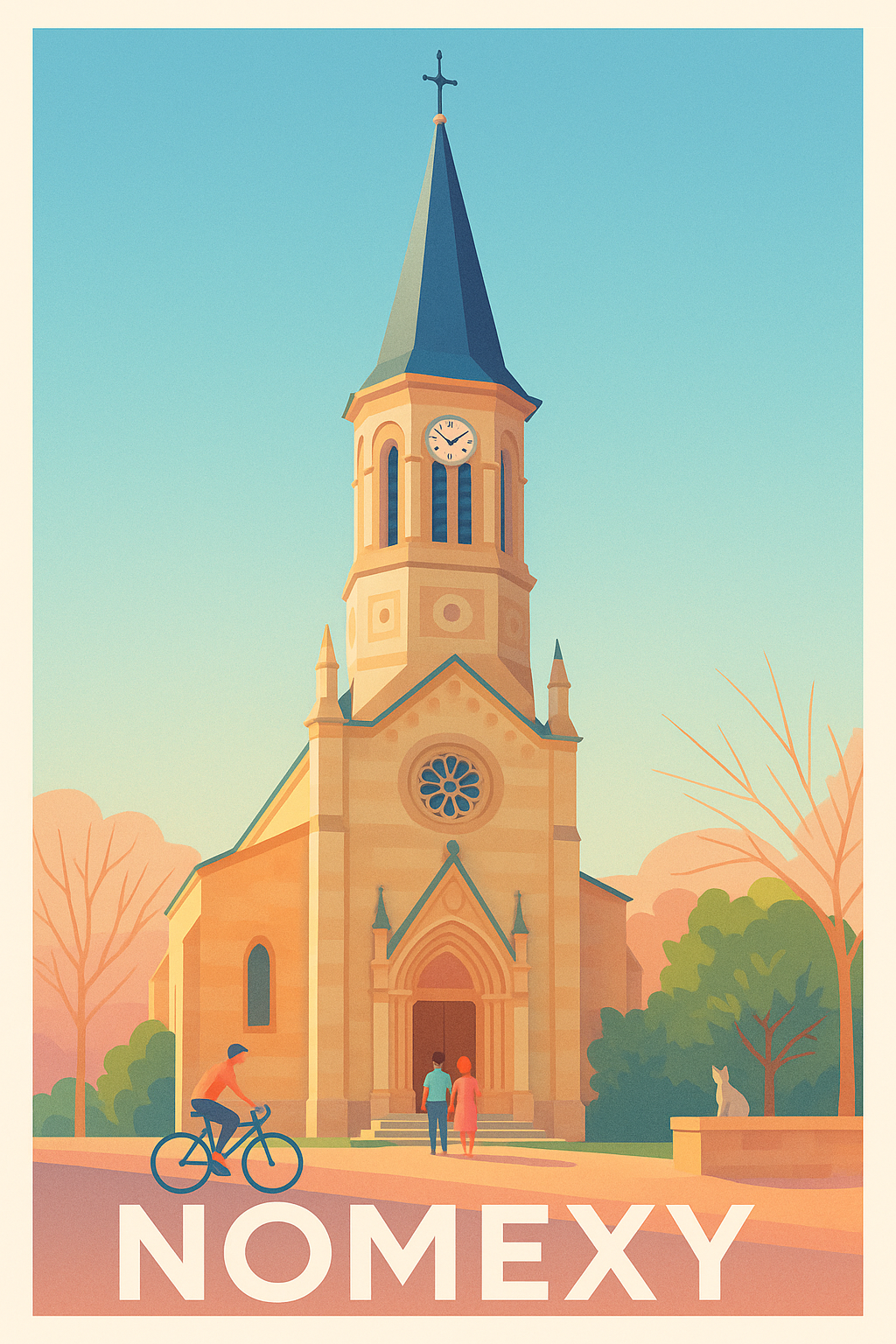 Vosges France Pas de Cadre / 20 × 30cm Affiche Nomexy - Charme architectural au cœur du village