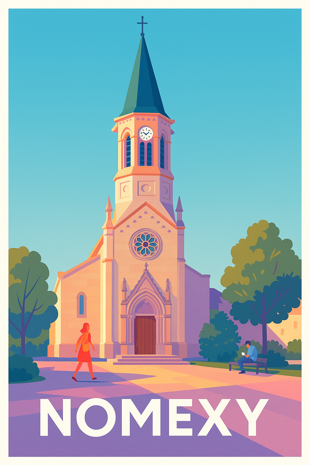 Vosges France Pas de Cadre / 20 × 30cm Affiche Nomexy - Charme et sérénité au cœur du village