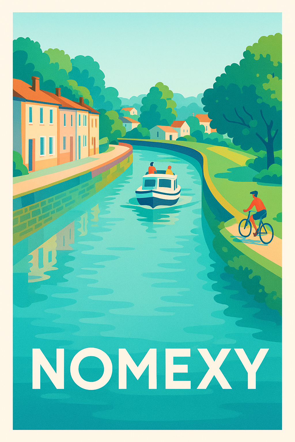 Vosges France Pas de Cadre / 20 × 30cm Affiche Nomexy - Charme paisible au fil de l'eau