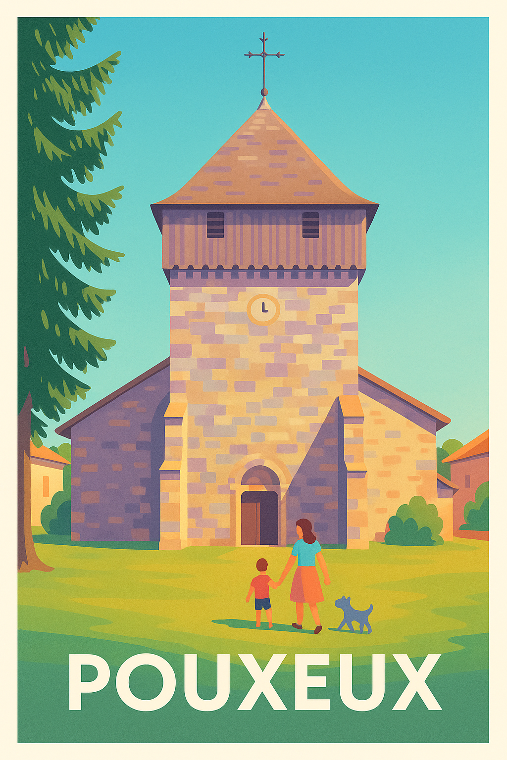 Vosges France Pas de Cadre / 20 × 30cm Affiche Pouxeux - L'authenticité au cœur du village