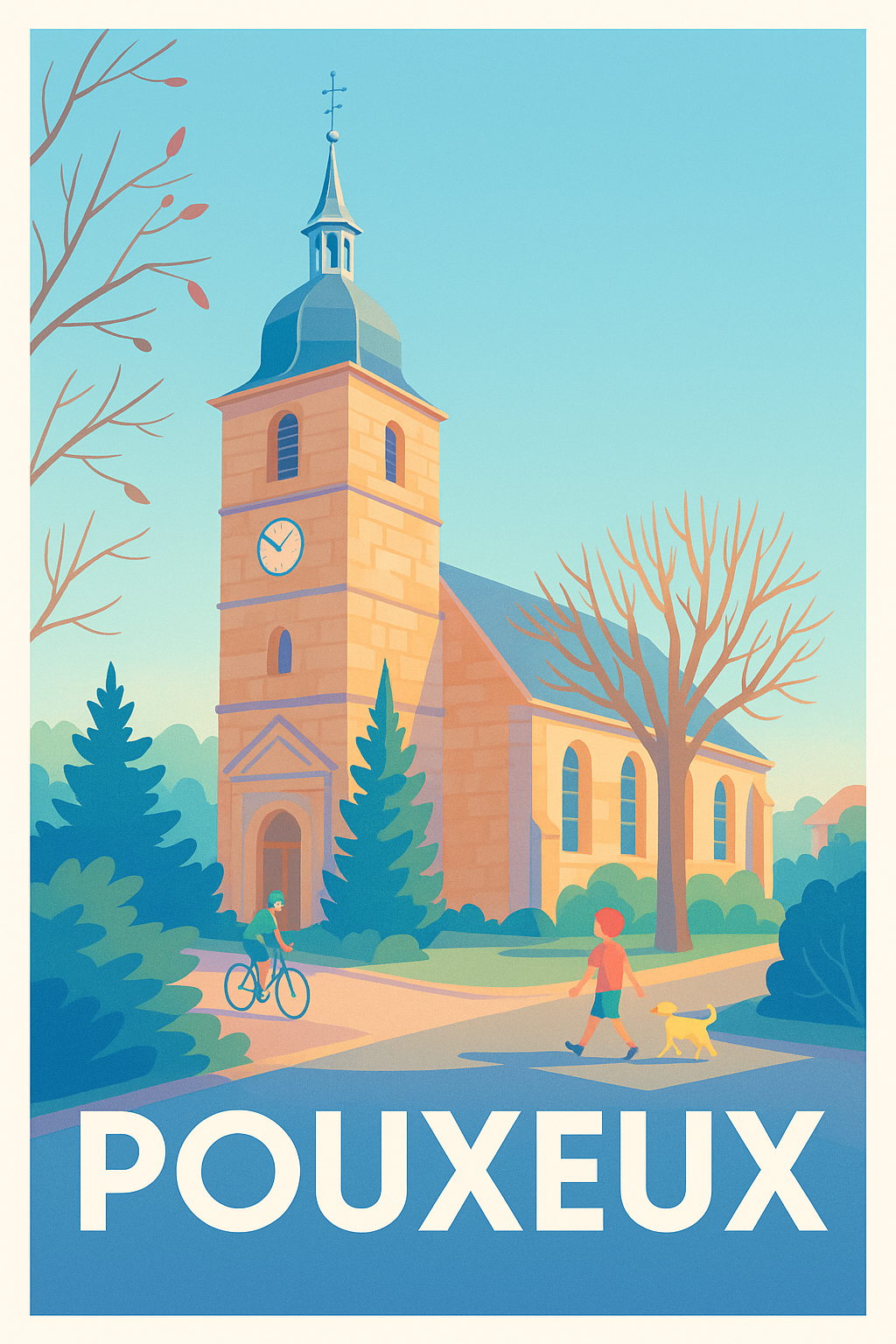 Vosges France Pas de Cadre / 20 × 30cm Affiche Pouxueux - Charme paisible au cœur du village