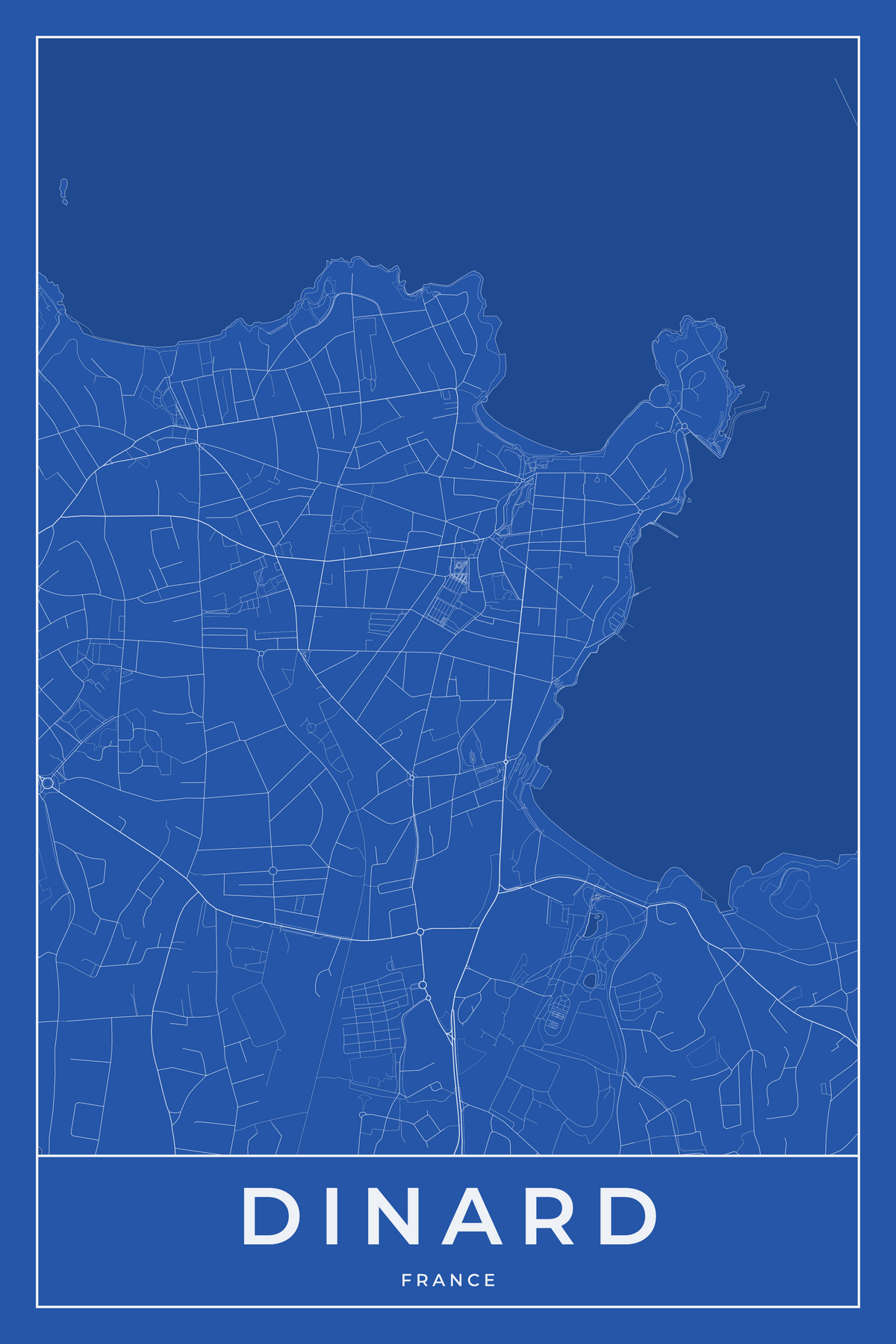 Carte de Dinard bleue - Affiche personnalisée