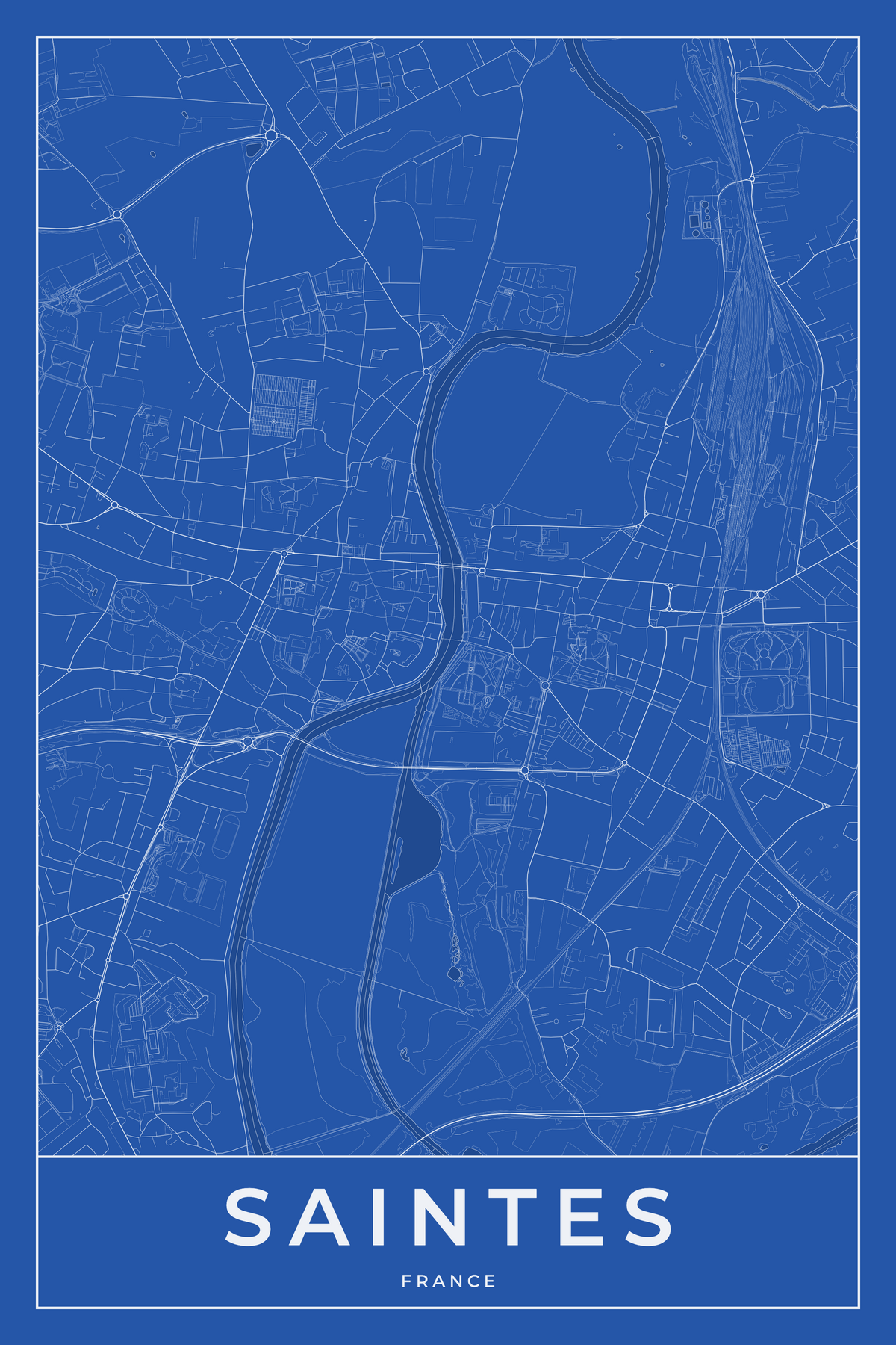 Carte de Saintes bleue - Affiche personnalisée