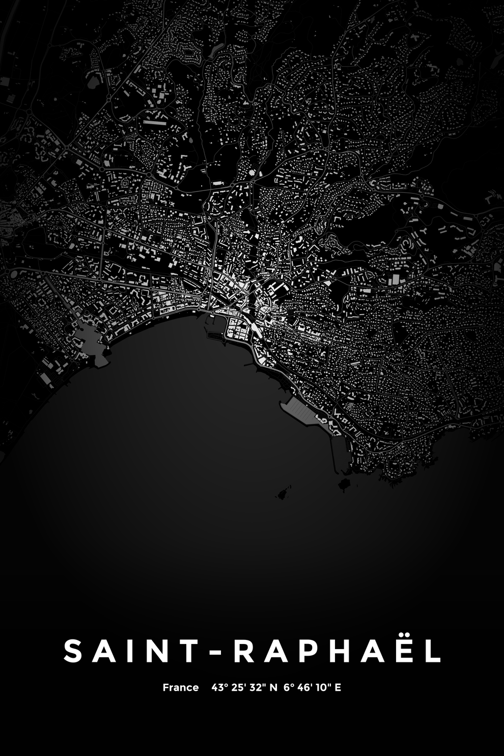 Carte de Saint-Raphaël nuit - Affiche personnalisée