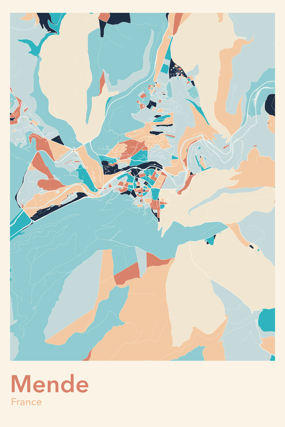 Plan de Mende coloré - Carte personnalisée