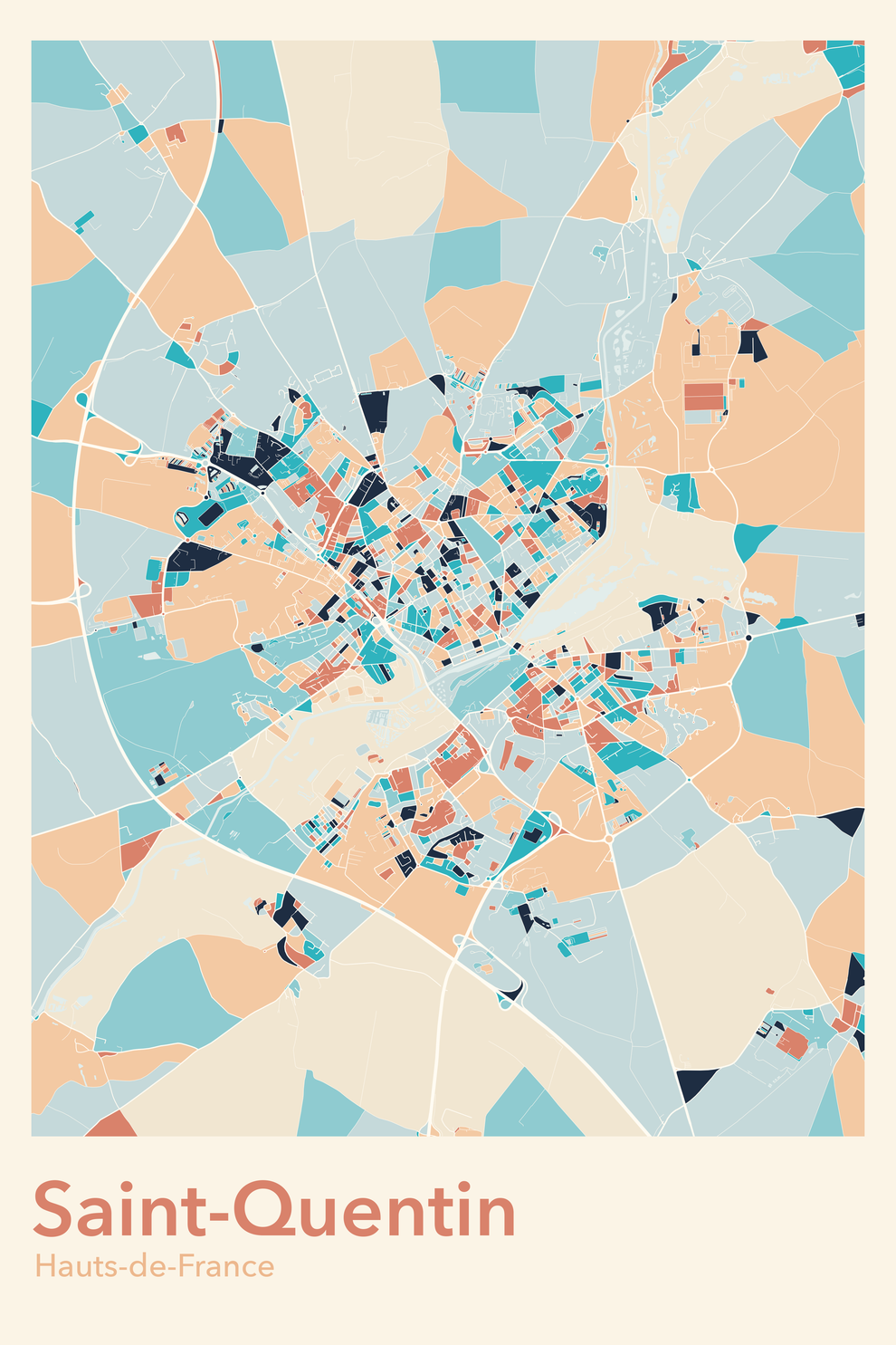 Plan de Saint-Quentin coloré - Carte personnalisée