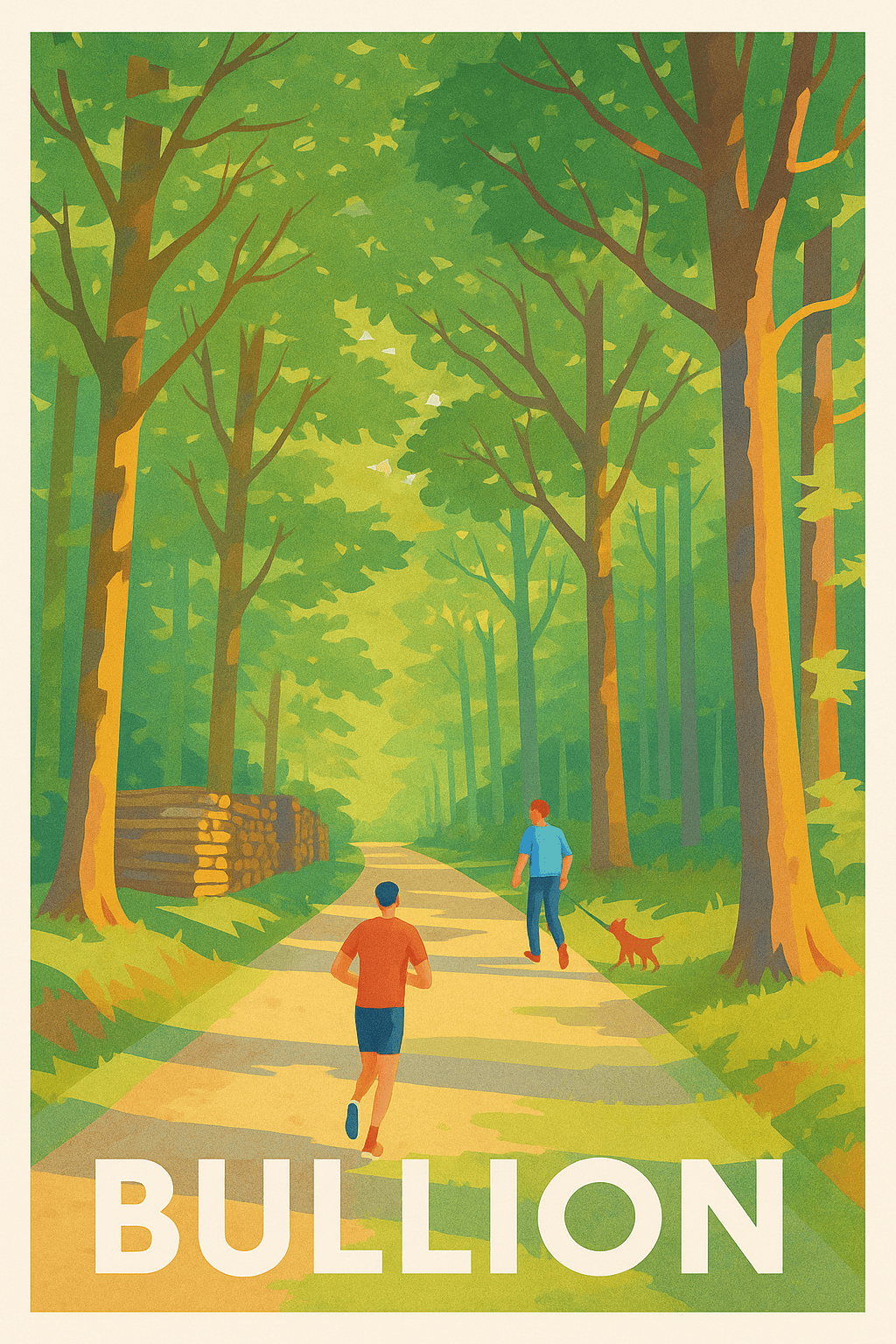 Yvelines France Pas de Cadre / 20 × 30cm Affiche Bullion - Balade nature au cœur de la forêt