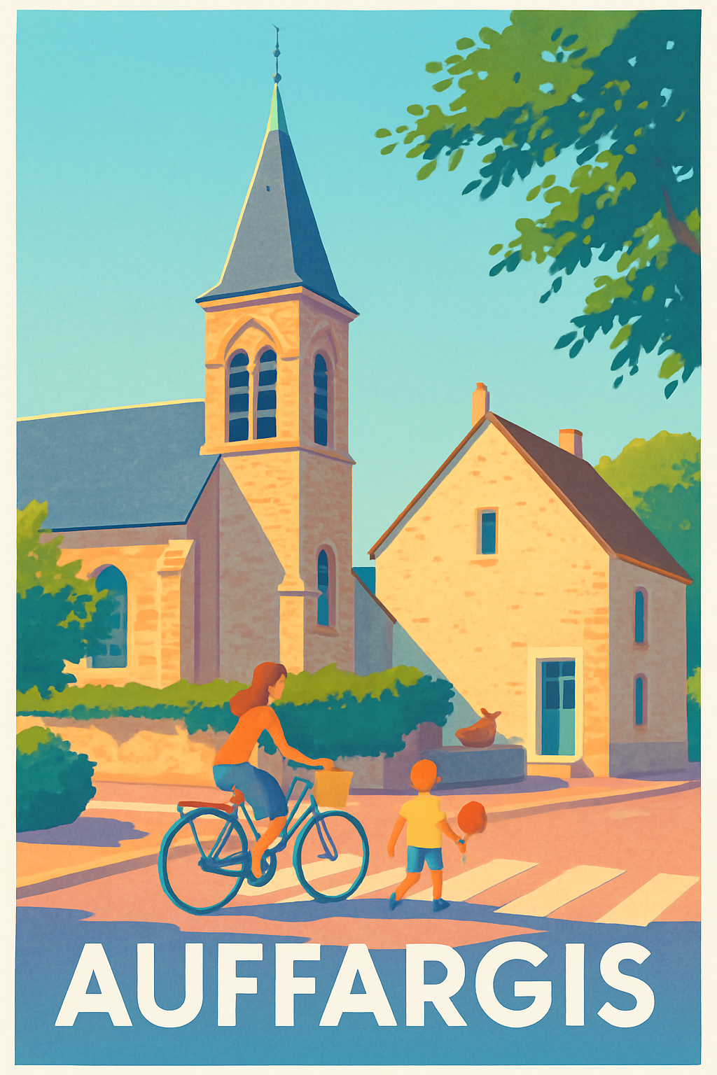 Yvelines France Pas de Cadre / 20 × 30cm Affiche de Auffargis - Charme champêtre et sérénité en vallée de Chevreuse