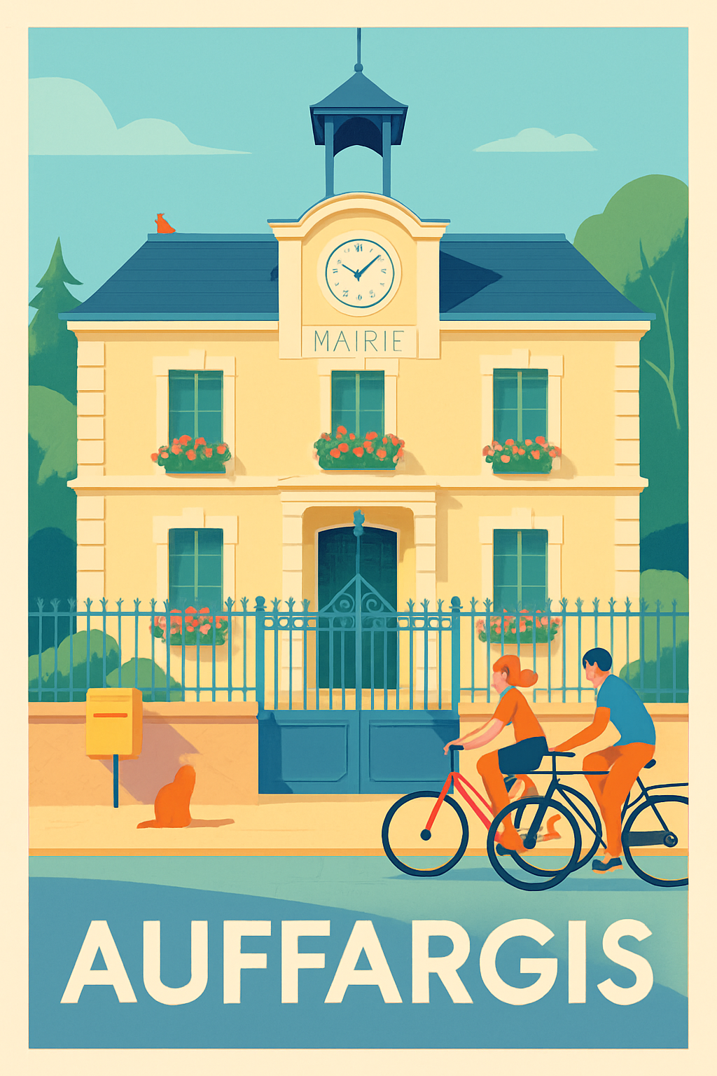 Yvelines France Pas de Cadre / 20 × 30cm Affiche de Auffargis - Charme et douceur à la mairie