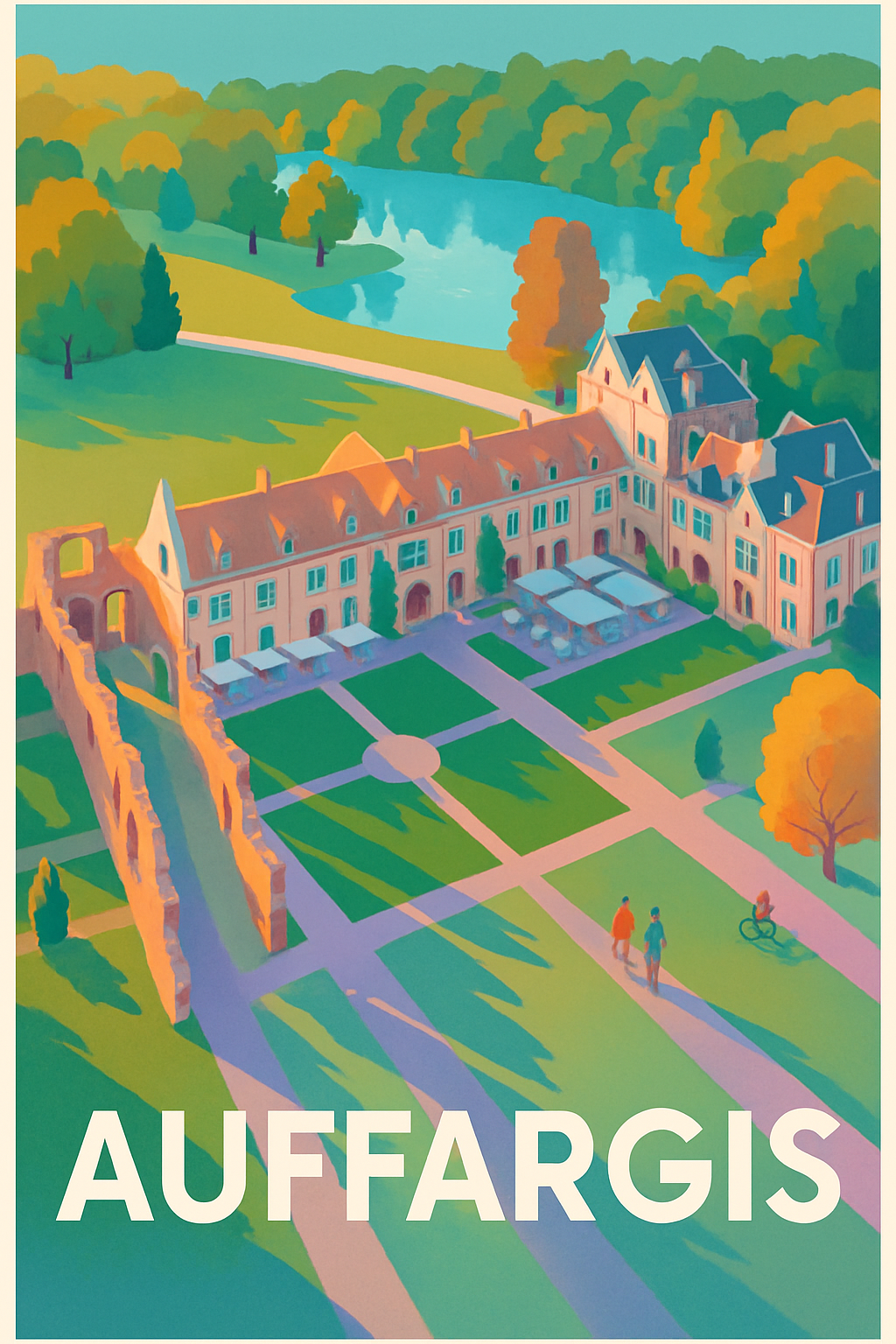 Yvelines France Pas de Cadre / 20 × 30cm Affiche de Auffargis - Harmonie et Sérénité au cœur de la nature