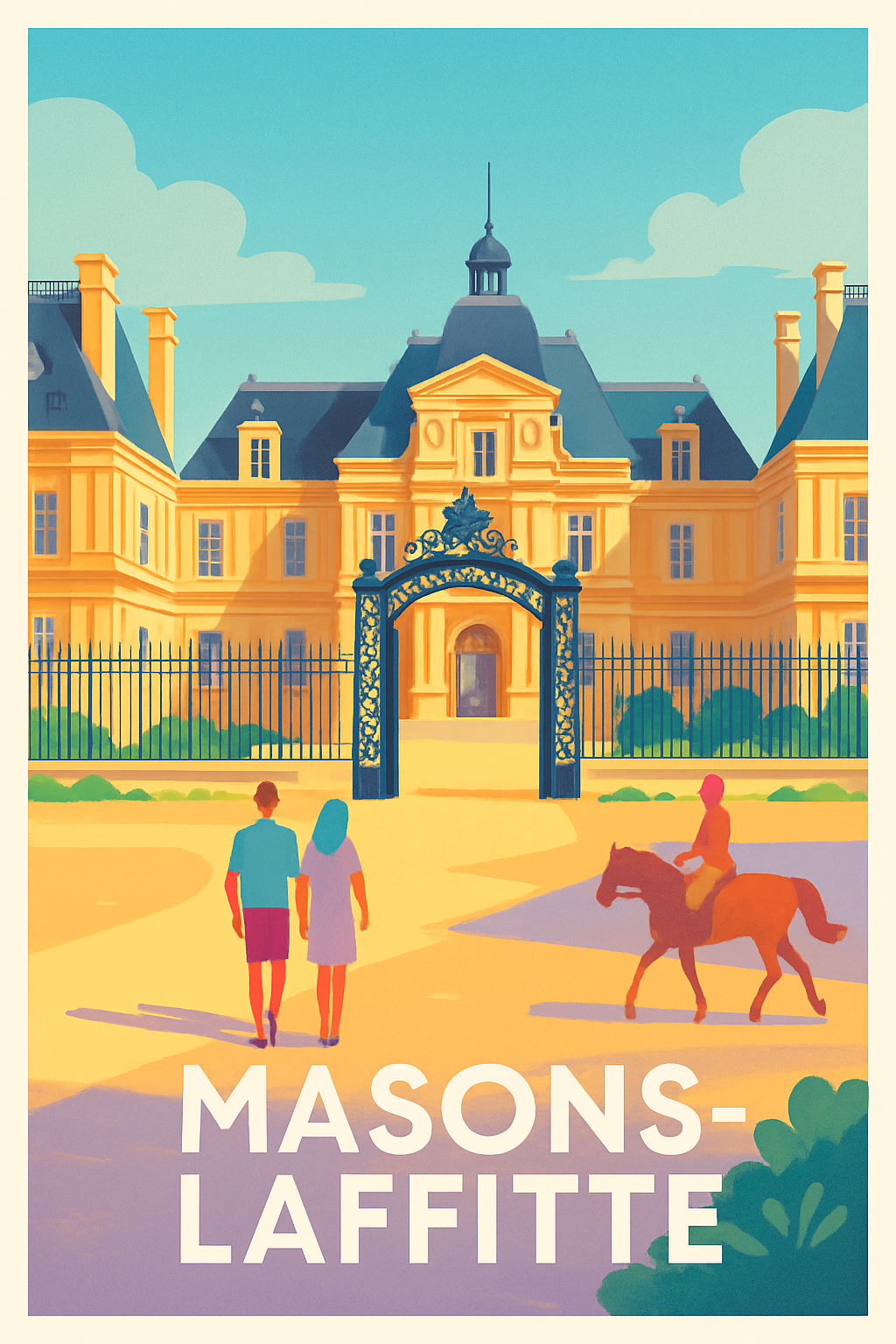 Yvelines France Pas de Cadre / 20 × 30cm Affiche de Masons-Laffitte - Élégance et charme au cœur de la ville
