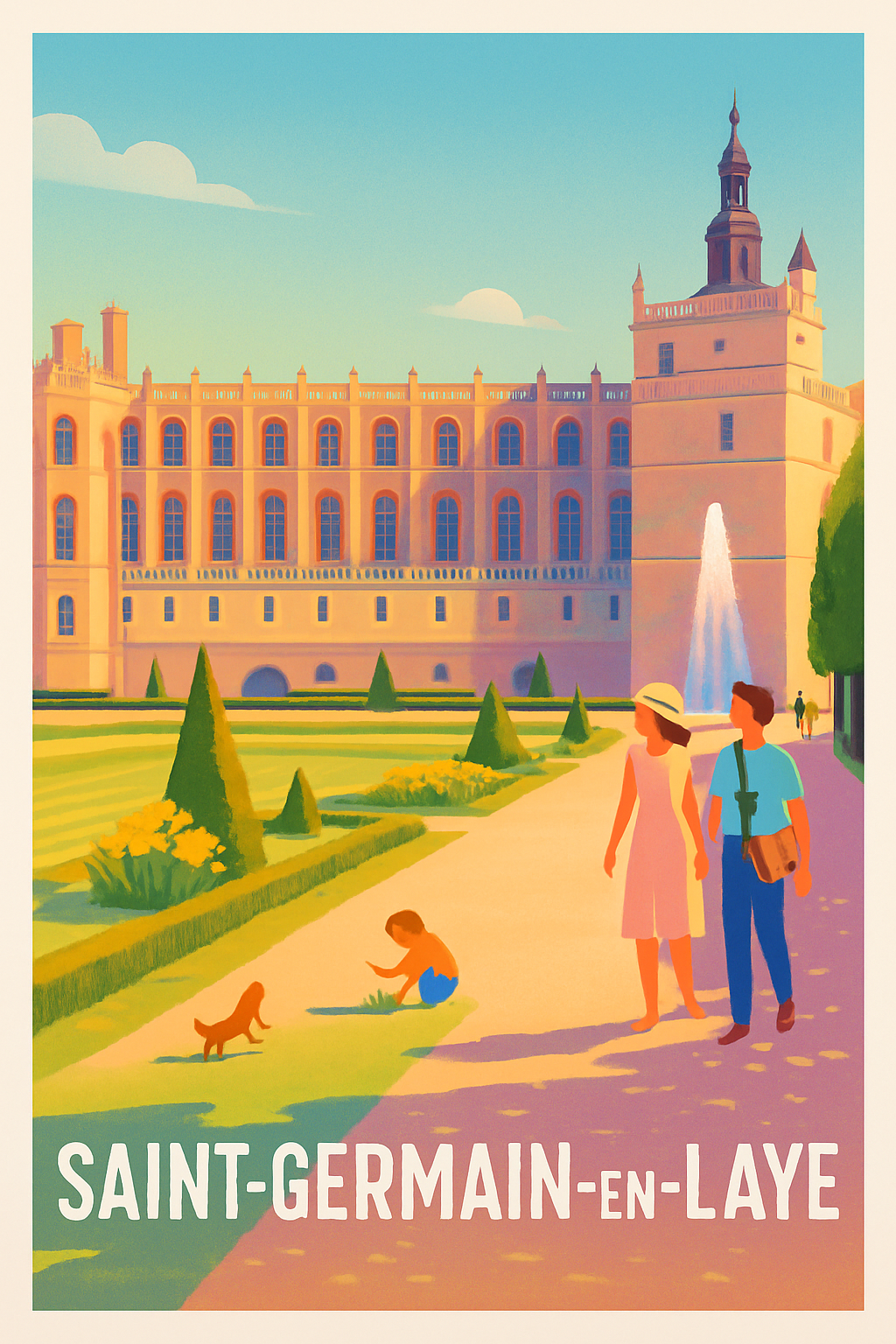 Yvelines France Pas de Cadre / 20 × 30cm Affiche de Saint-Germain-en-Laye - Charme et élégance au cœur du château