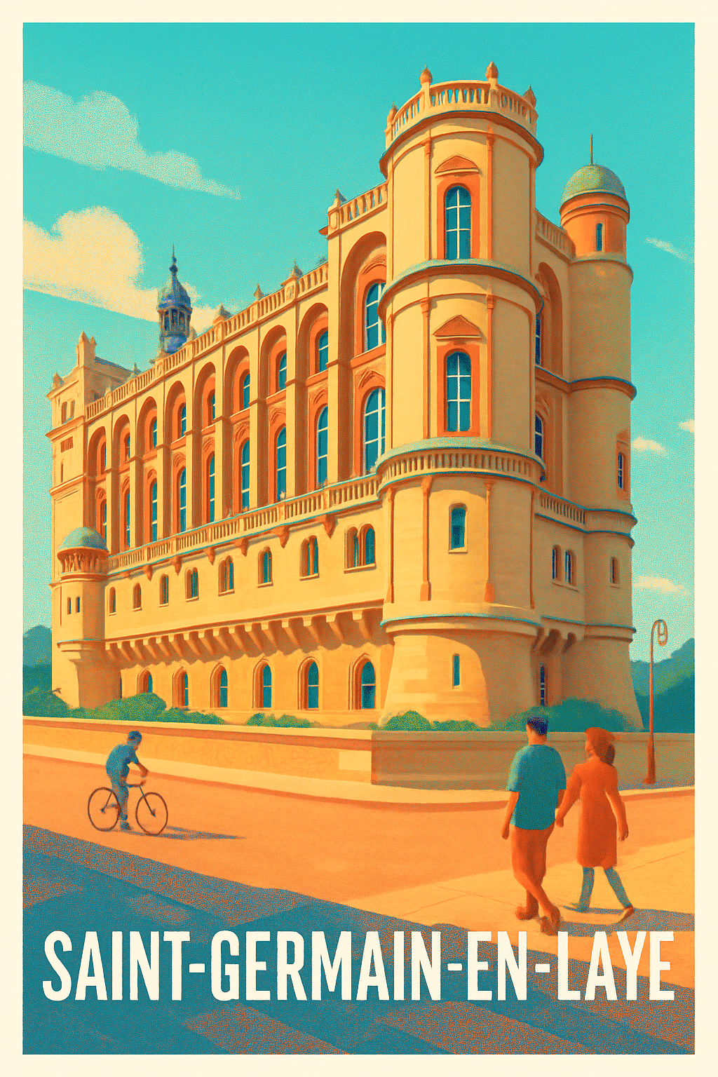 Yvelines France Pas de Cadre / 20 × 30cm Affiche de Saint-Germain-en-Laye - Élégance historique au cœur de la ville