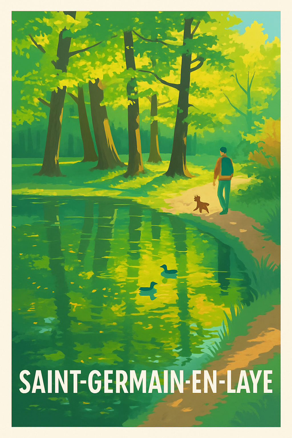 Yvelines France Pas de Cadre / 20 × 30cm Affiche de Saint-Germain-en-Laye - Promenade au cœur de la nature