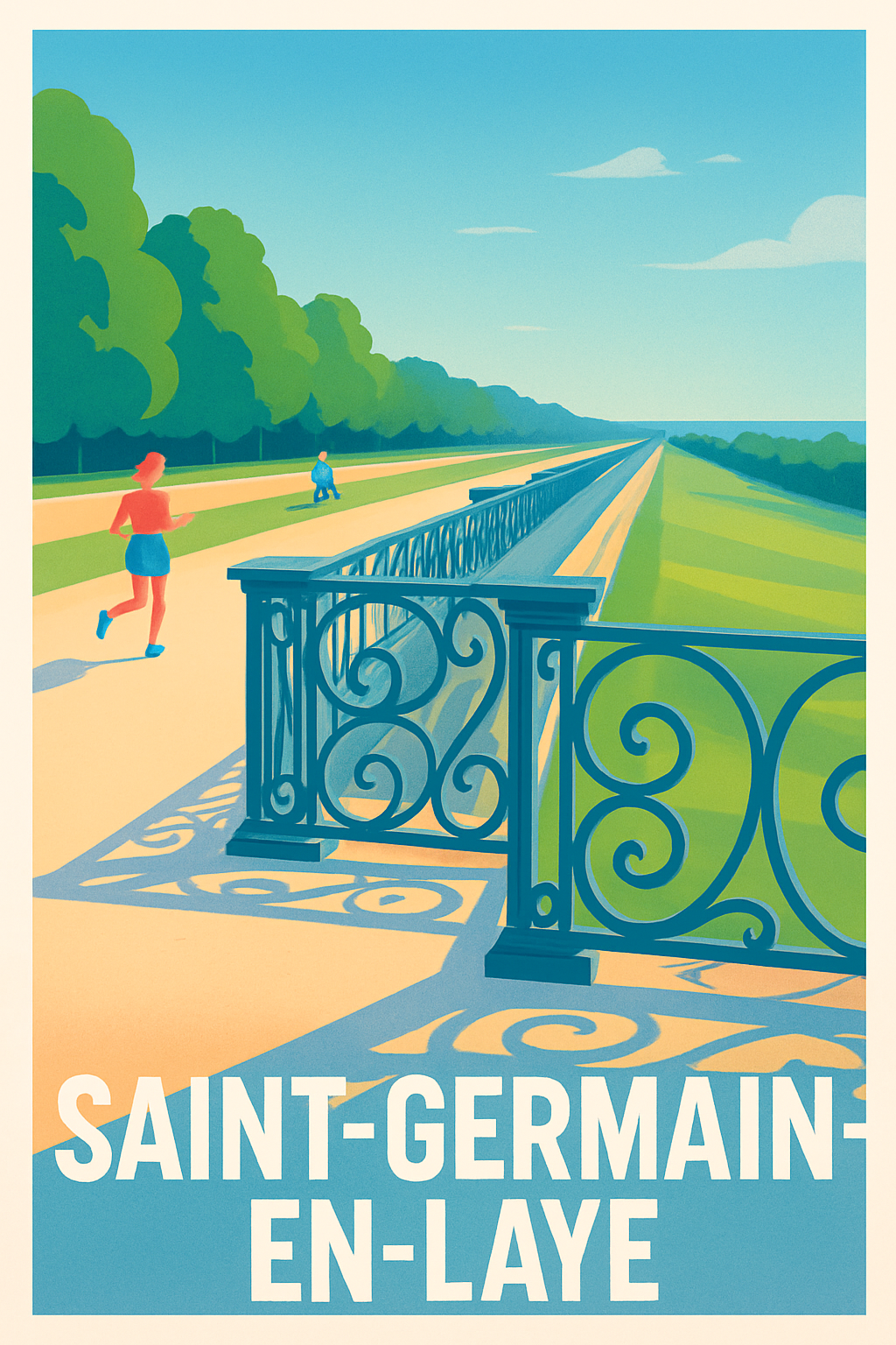 Yvelines France Pas de Cadre / 20 × 30cm Affiche de Saint-Germain-en-Laye - Promenade au soleil dans un cadre enchanteur