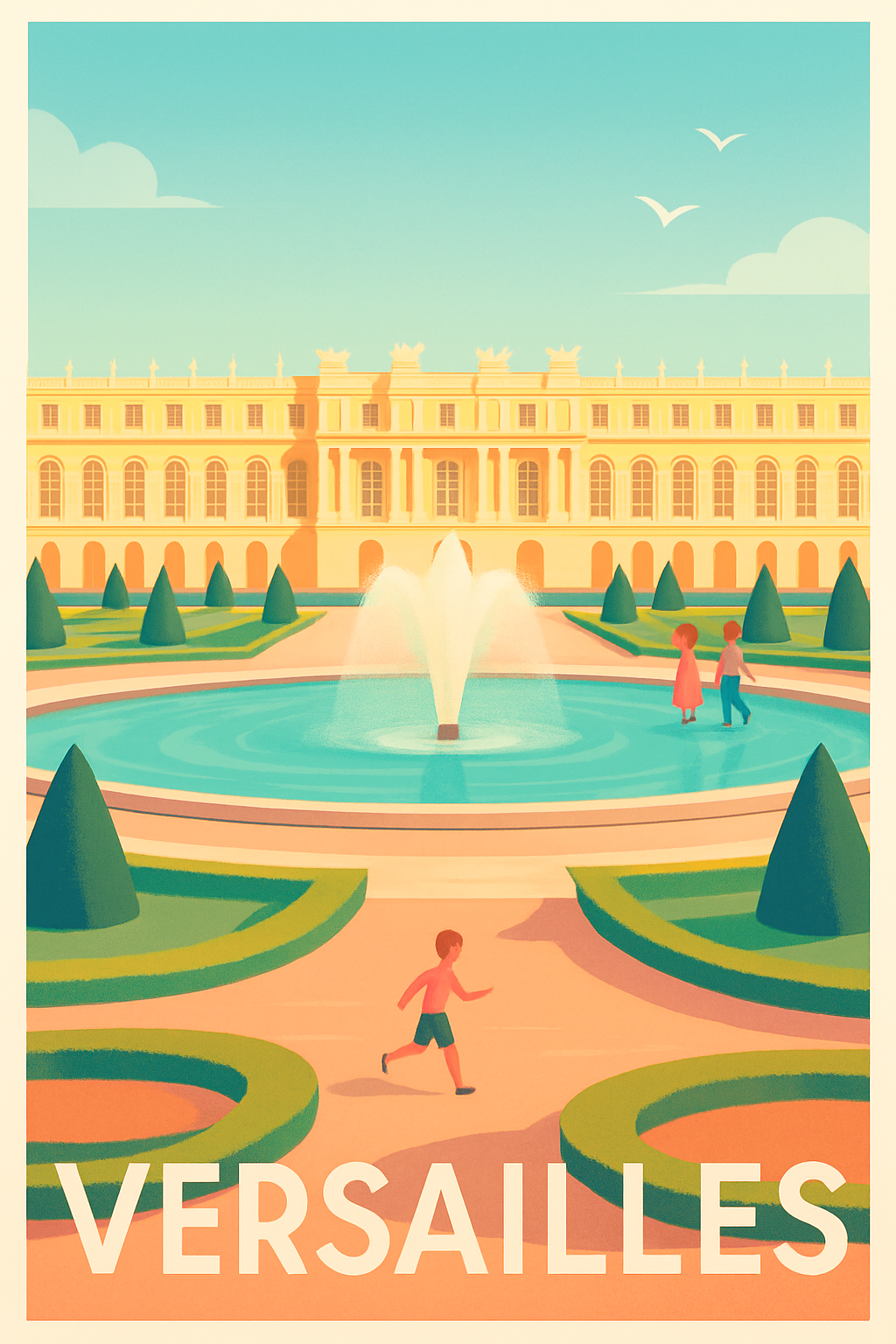 Yvelines France Pas de Cadre / 20 × 30cm Affiche de Versailles - Élégance royale au jardin du Château