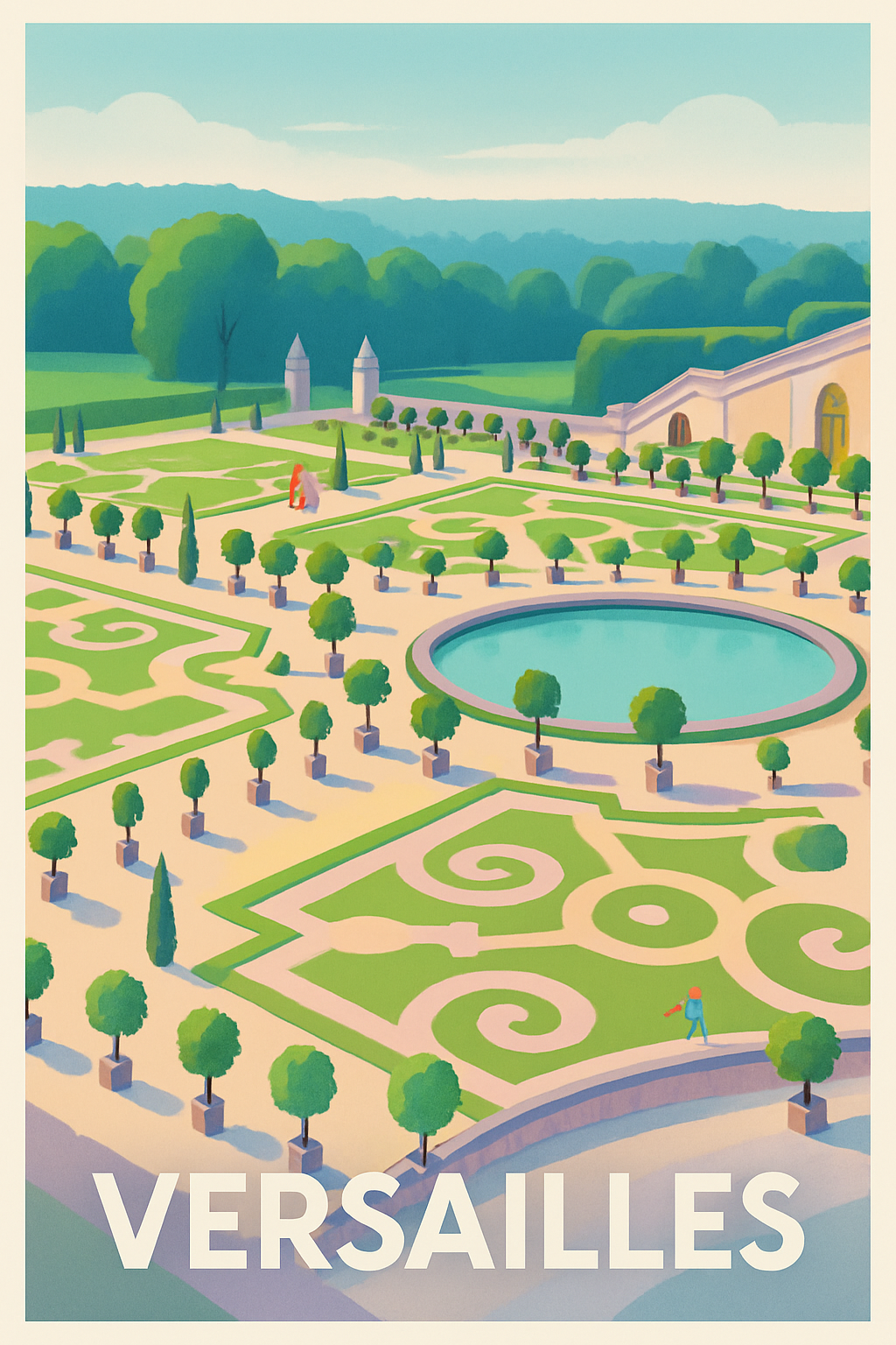 Yvelines France Pas de Cadre / 20 × 30cm Affiche de Versailles - L'élégance des jardins royaux