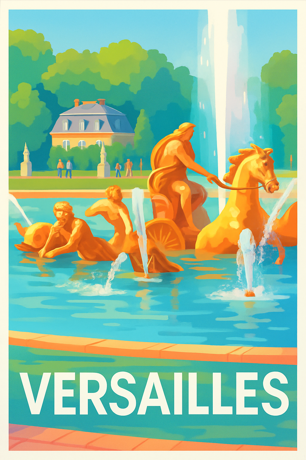 Yvelines France Pas de Cadre / 20 × 30cm Affiche de Versailles - L'élégance monumentale des jardins