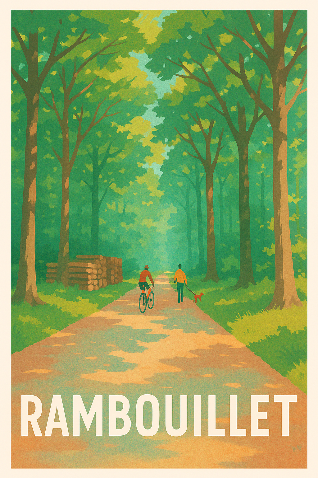 Yvelines France Pas de Cadre / 20 × 30cm Affiche Rambouillet - Balade paisible en forêt